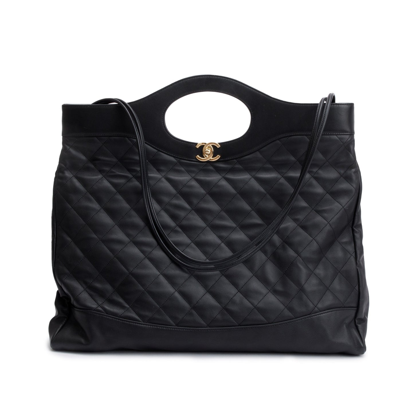 Chanel 31 Shopping Leather Calfskin Black Travel Bag