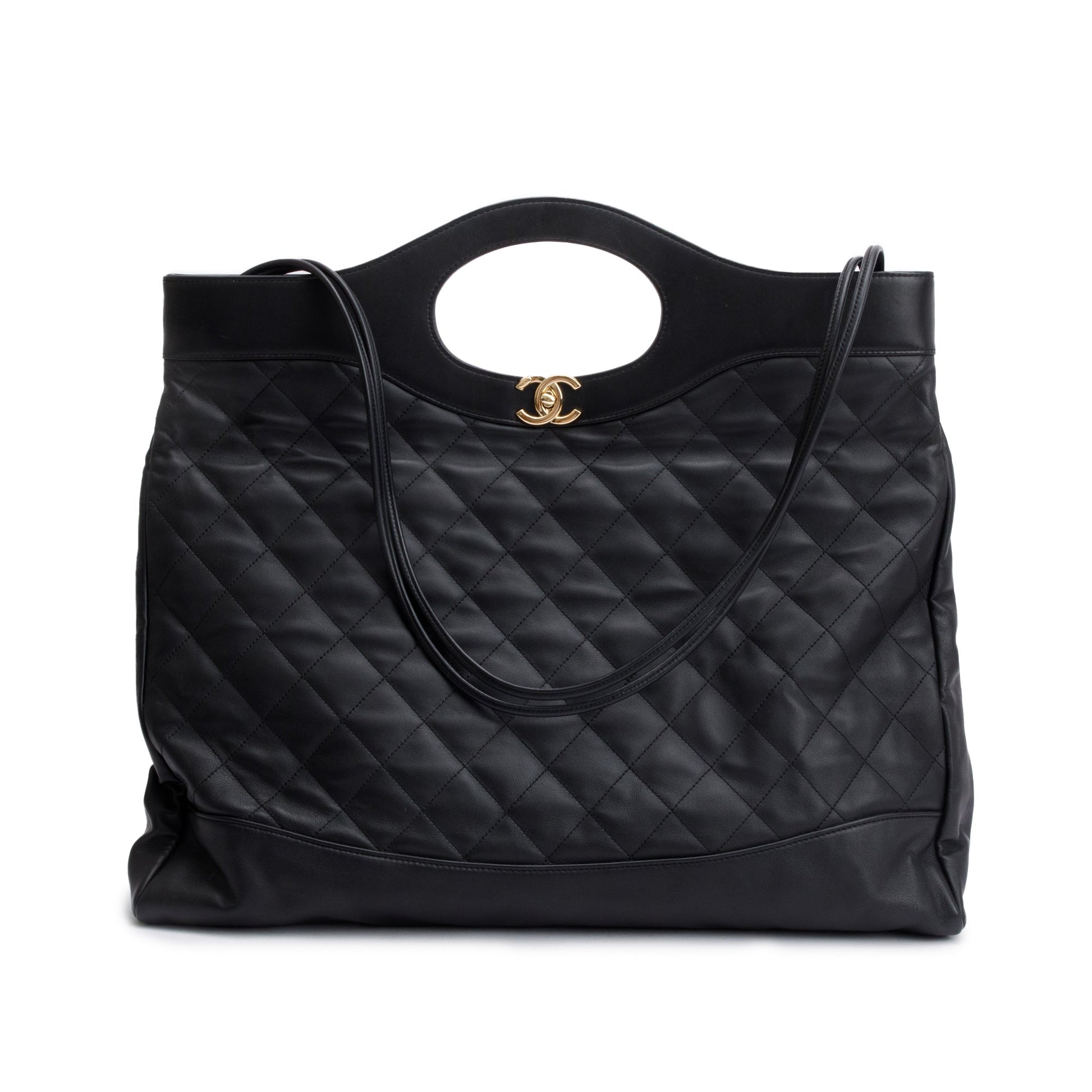 Chanel 31 Shopping Leather Calfskin Black Travel Bag