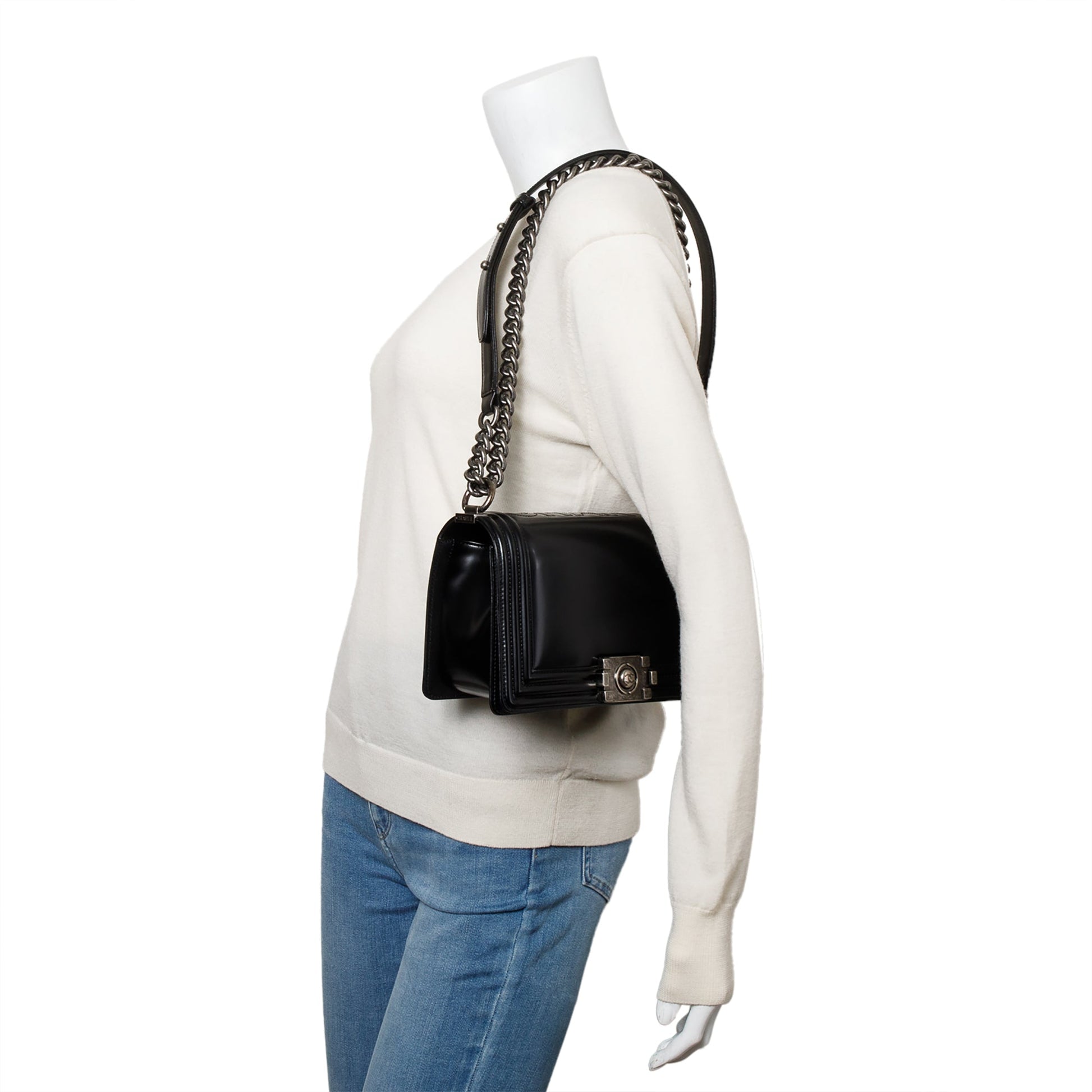 Chanel Original Clasp Boy Leather Calfskin Black Travel Bag
