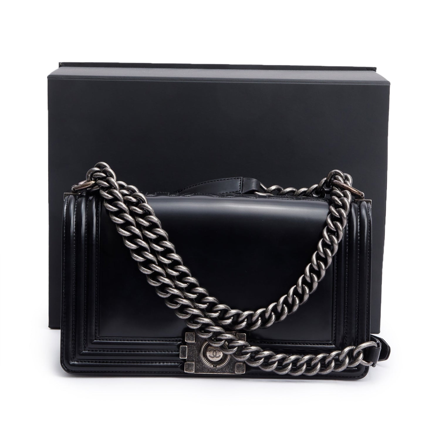 Chanel Original Clasp Boy Leather Calfskin Black Travel Bag
