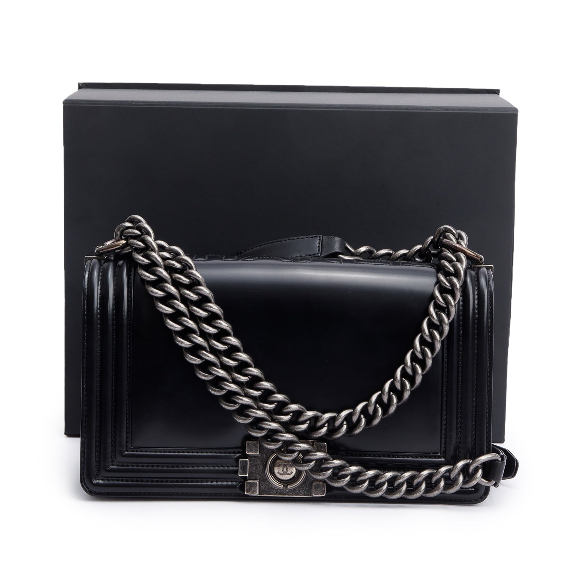Chanel Original Clasp Boy Leather Calfskin Black Travel Bag