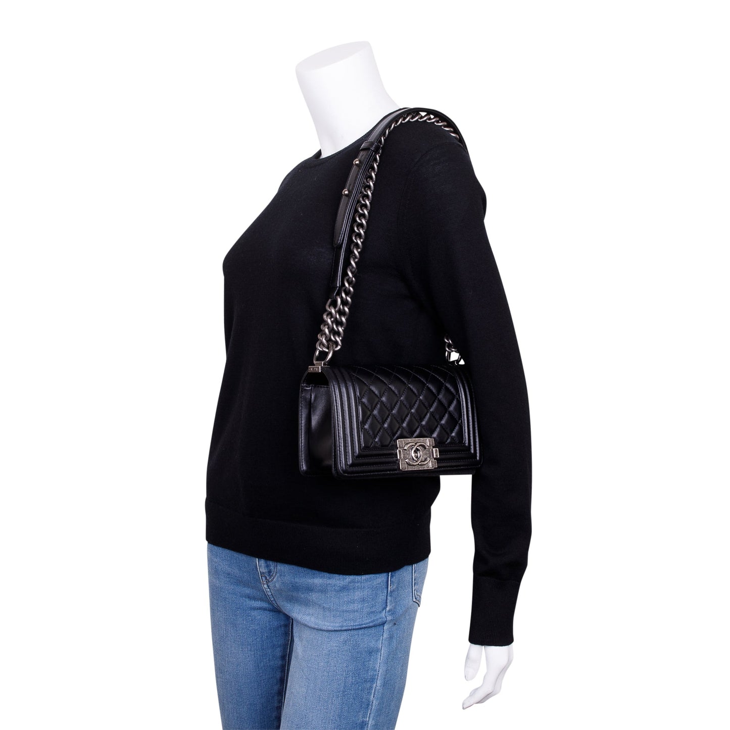 Chanel Boy Leather Calfskin Black Travel Bag
