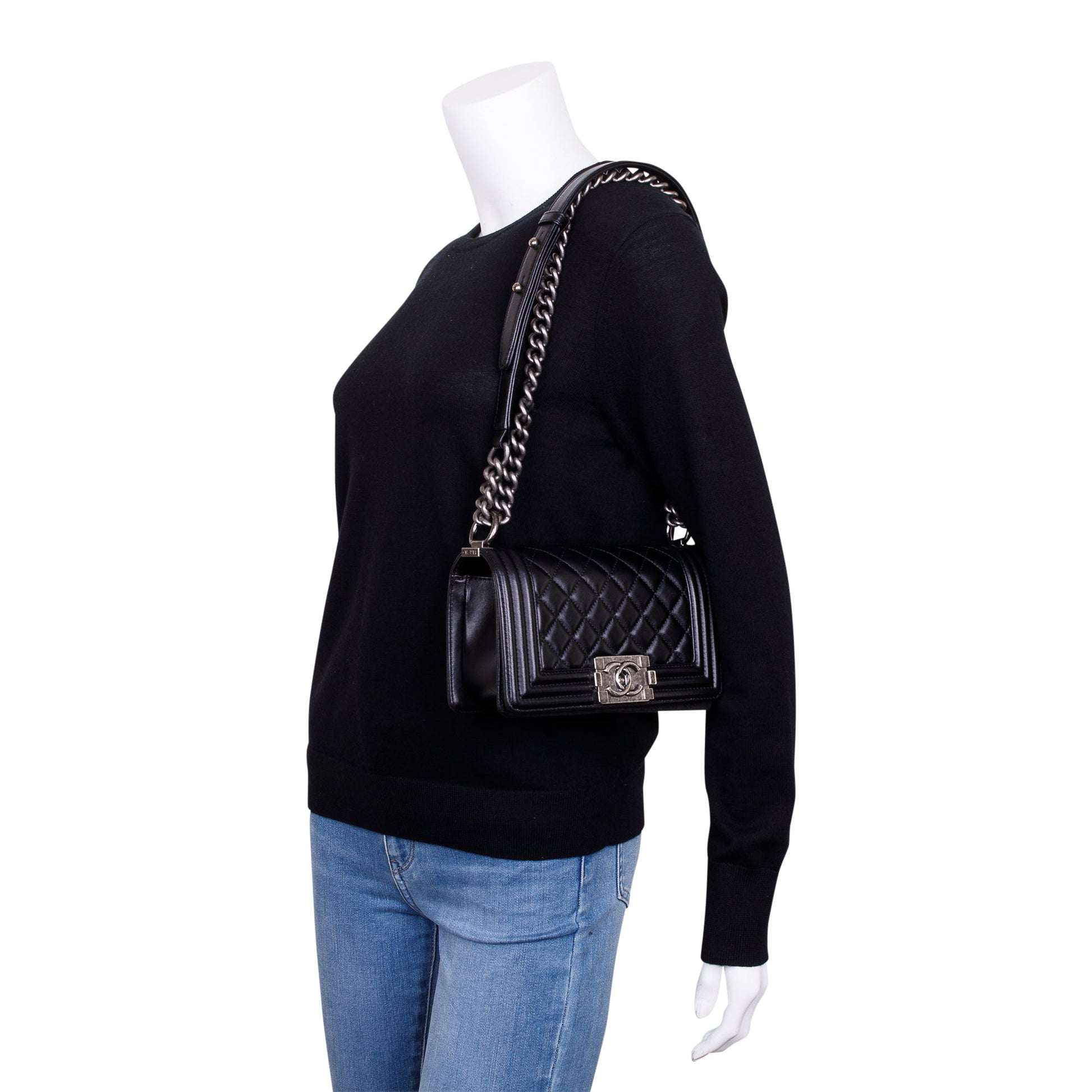 Chanel Boy Leather Calfskin Black Travel Bag