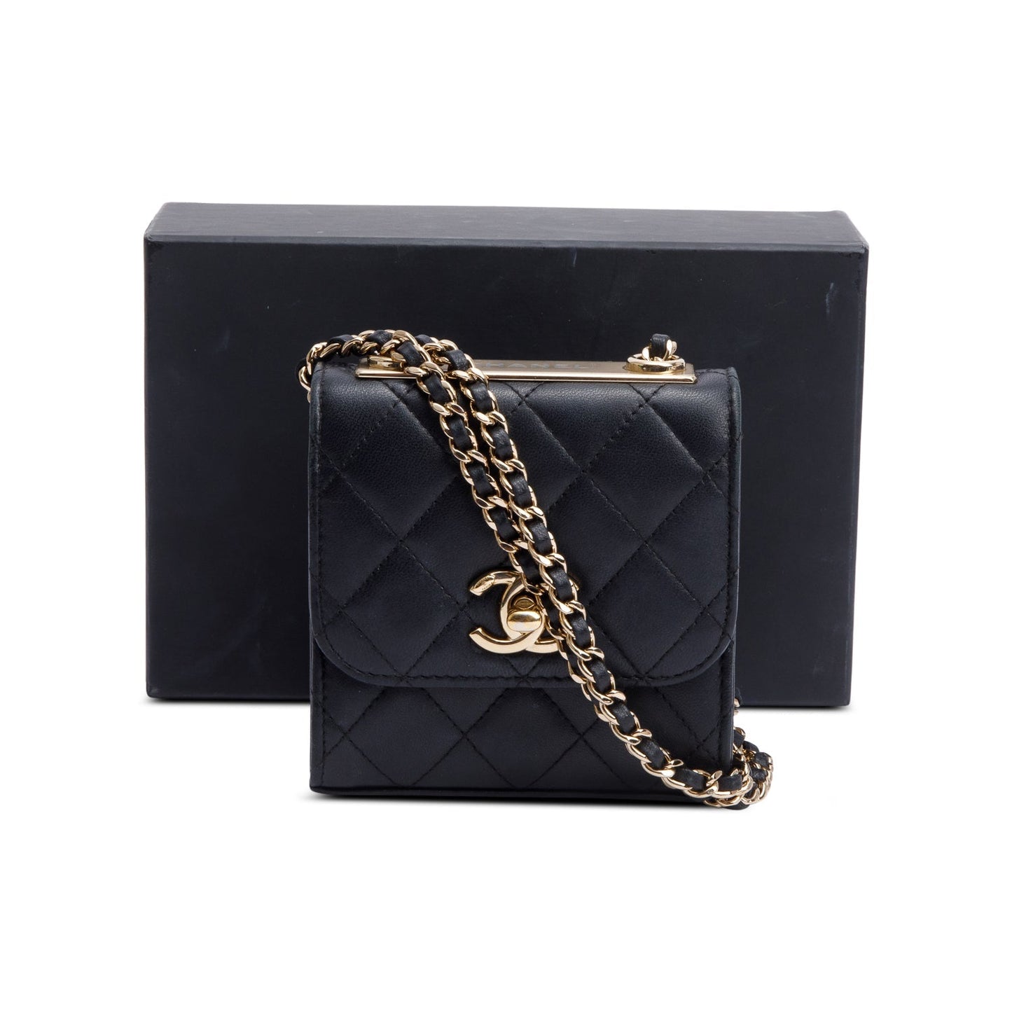 Chanel Trendy CC Micro Flap Leather Calfskin Black Travel Bag