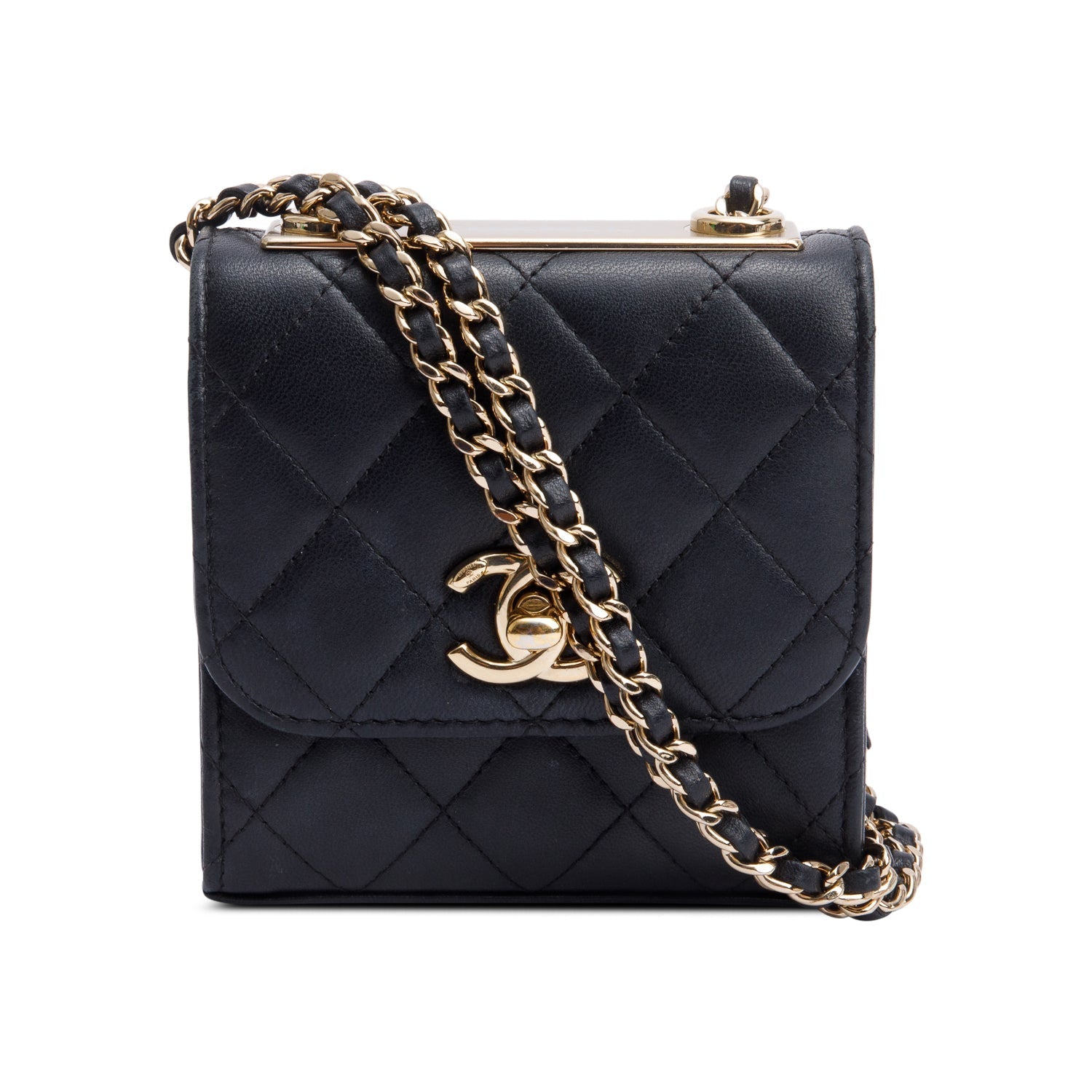 Chanel Trendy CC Micro Flap Leather Calfskin Black Travel Bag
