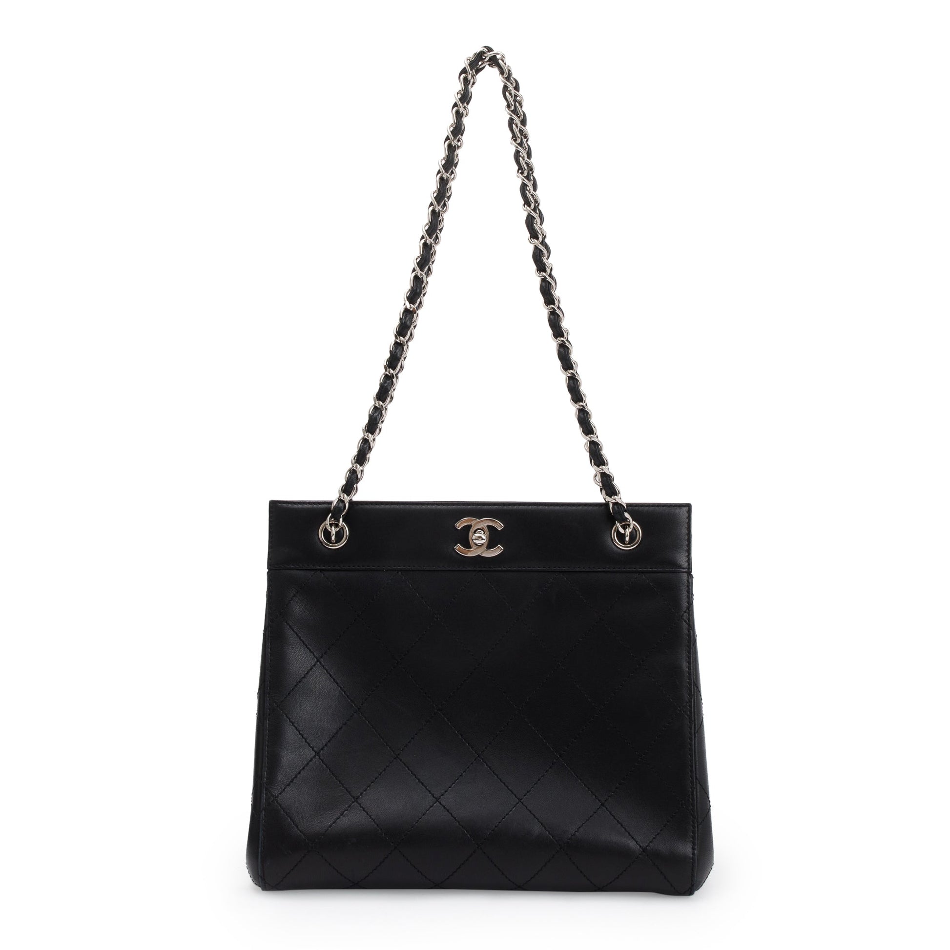 Chanel Turn-Lock CC Leather Calfskin Black Travel Bag