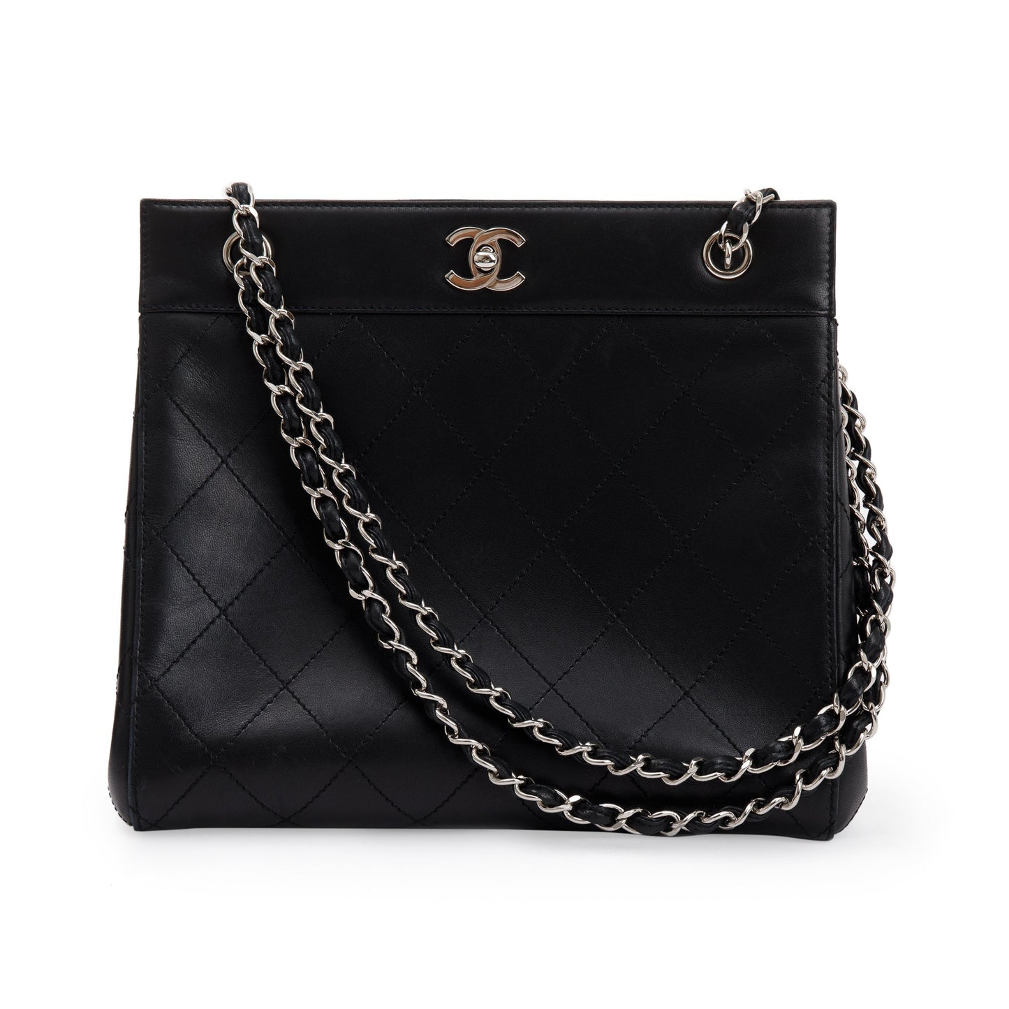 Chanel Turn-Lock CC Leather Calfskin Black Travel Bag