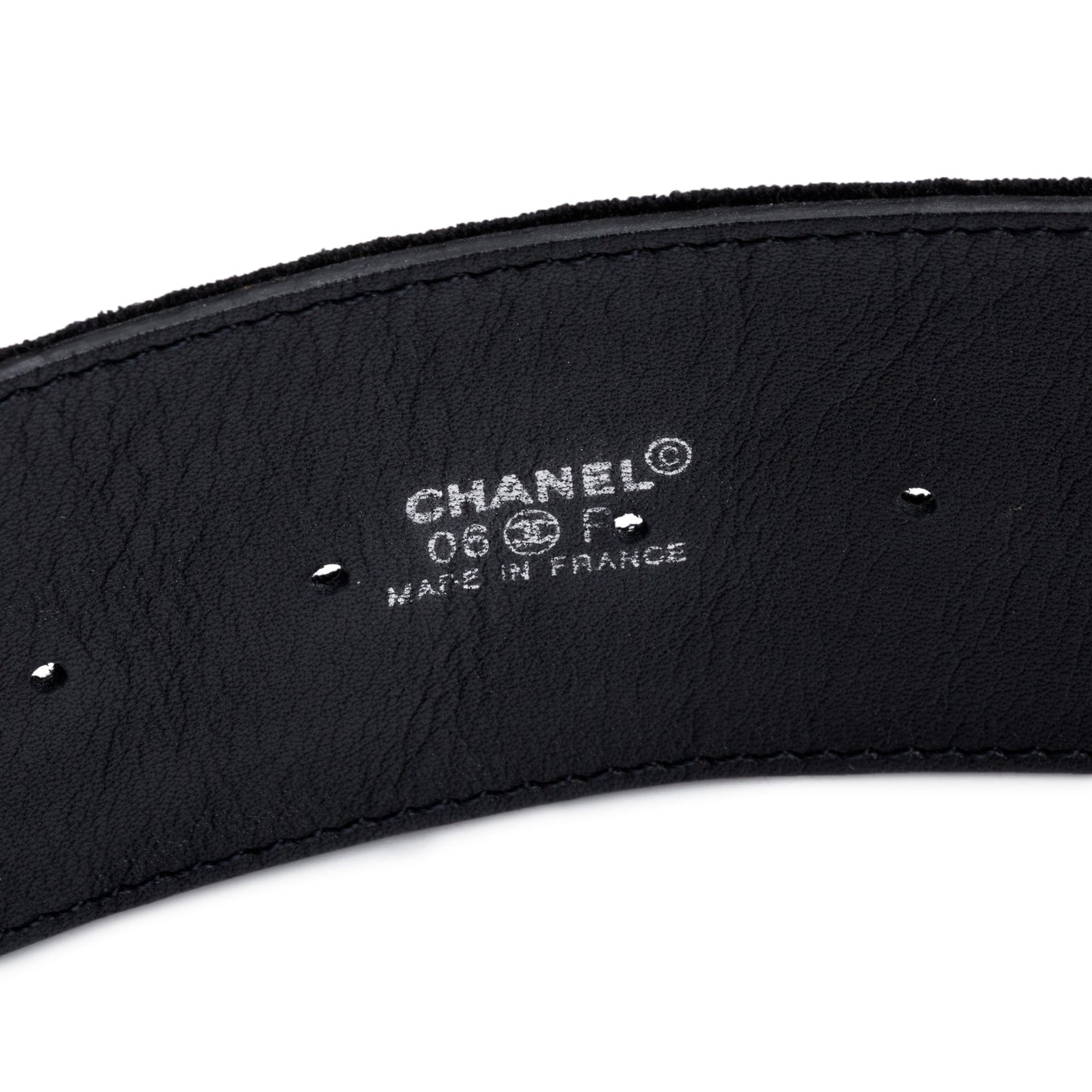 Chanel Sequin CC Wide Belt 80 Canvas Black