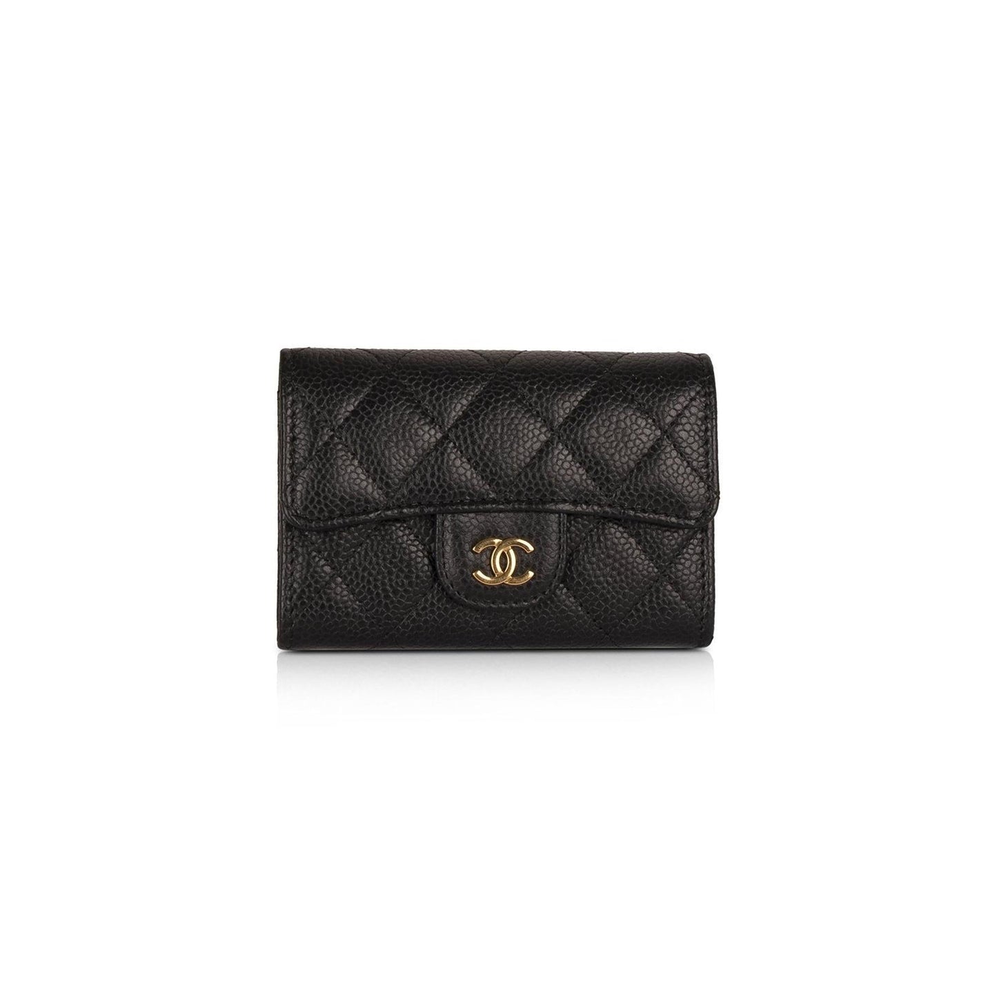 Chanel Caviar Classic Card Holder Black Wallet Case