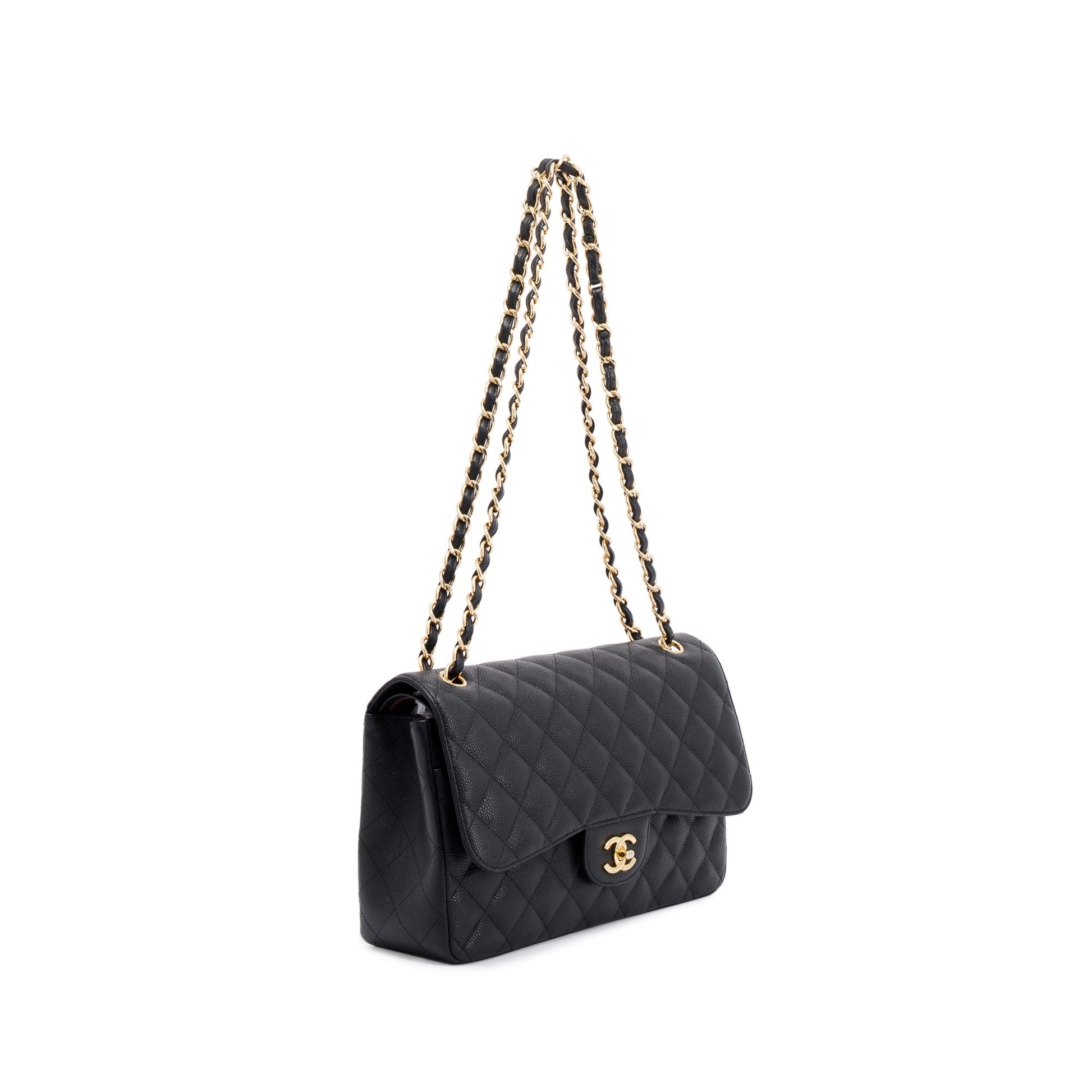 Chanel Caviar Classic Jumbo Double Flap Black Travel Bag Flap Bag