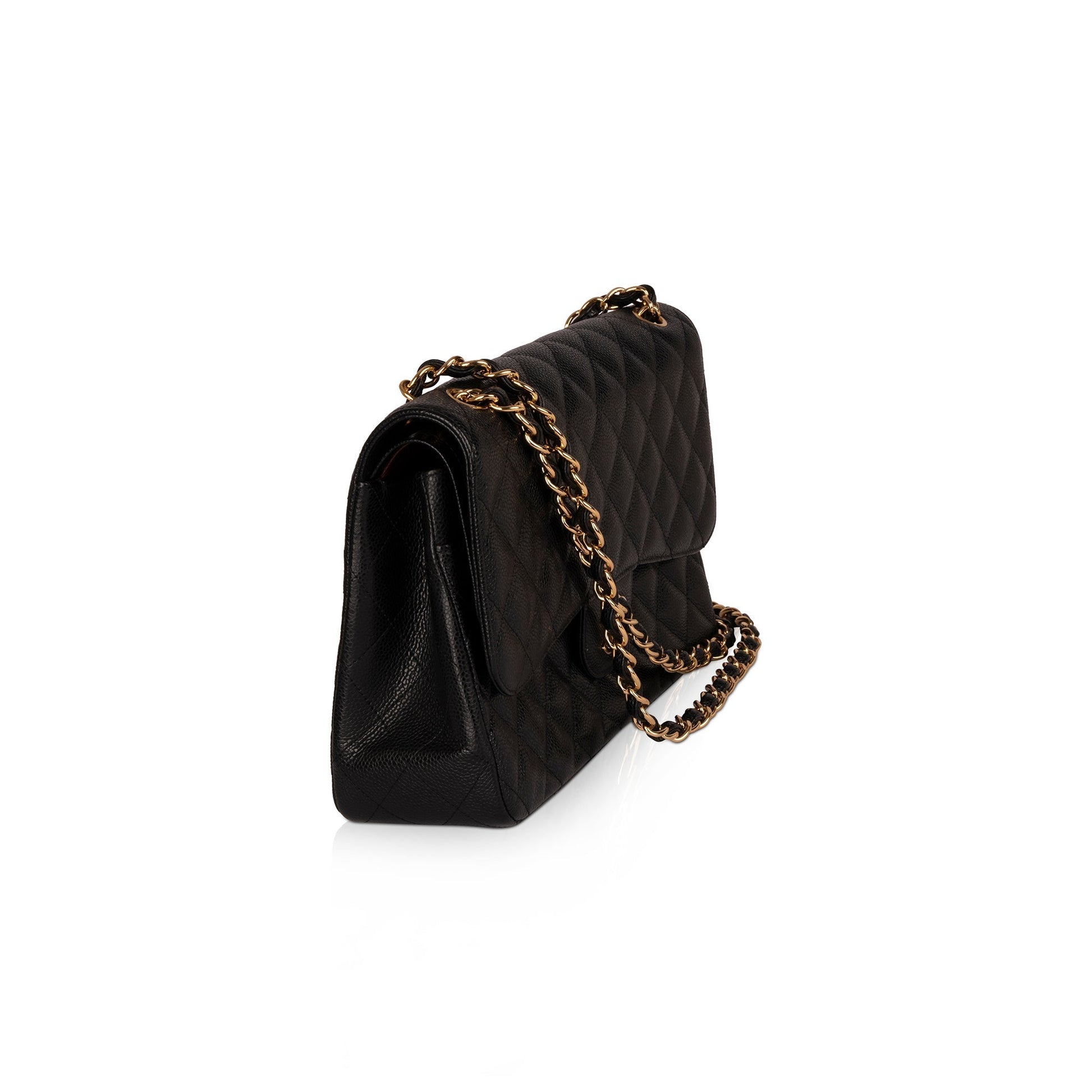 Chanel Caviar Classic Jumbo Double Flap Black Travel Bag