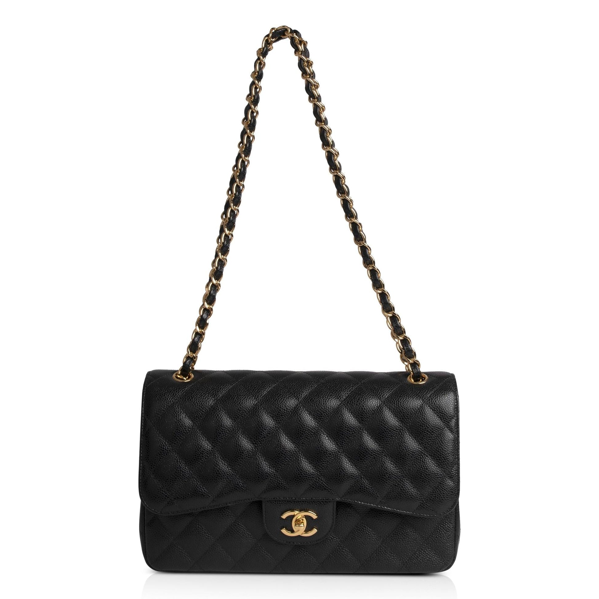 Chanel Caviar Classic Jumbo Double Flap Black Travel Bag 5