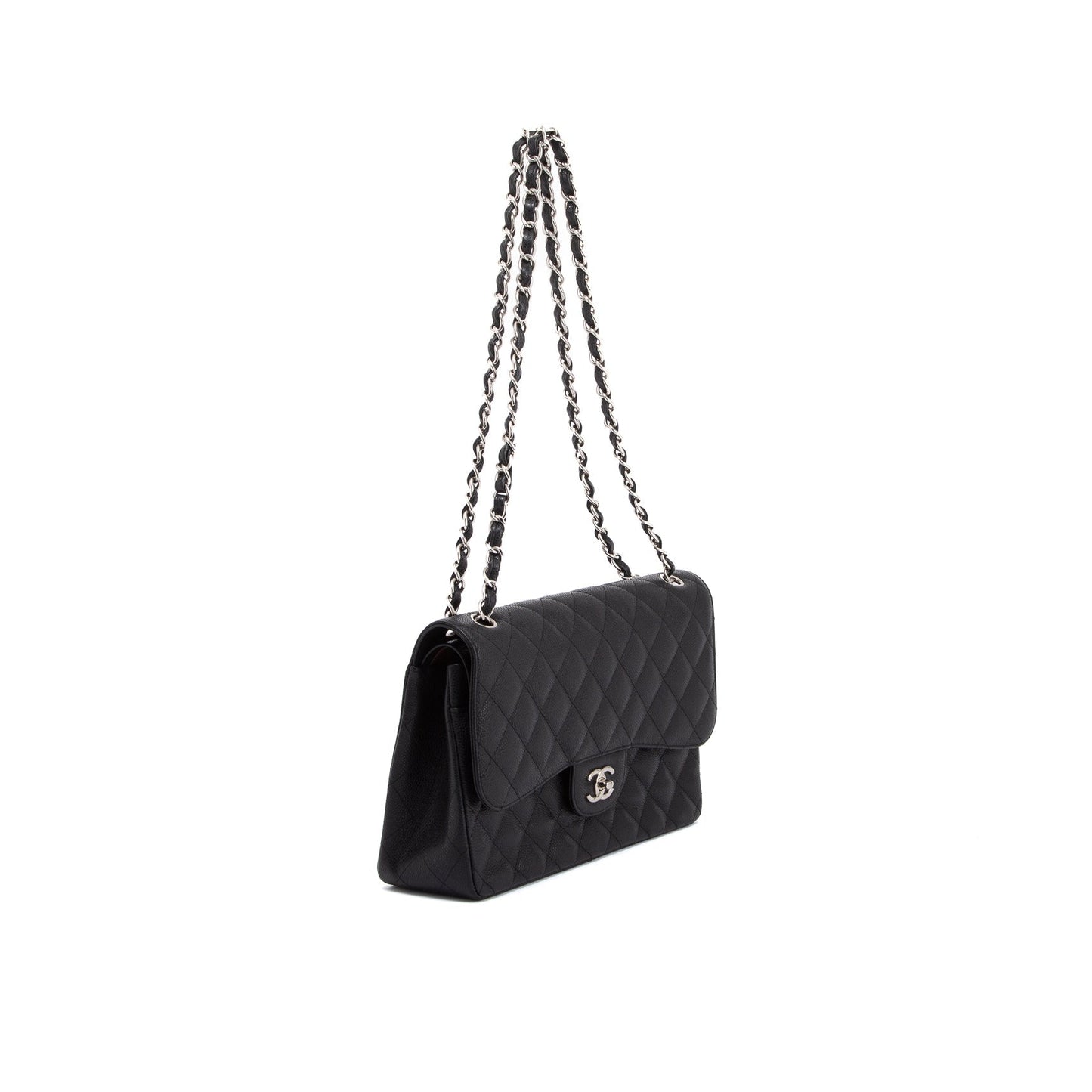 Chanel Caviar Classic Jumbo Double Flap Black Travel Bag 11