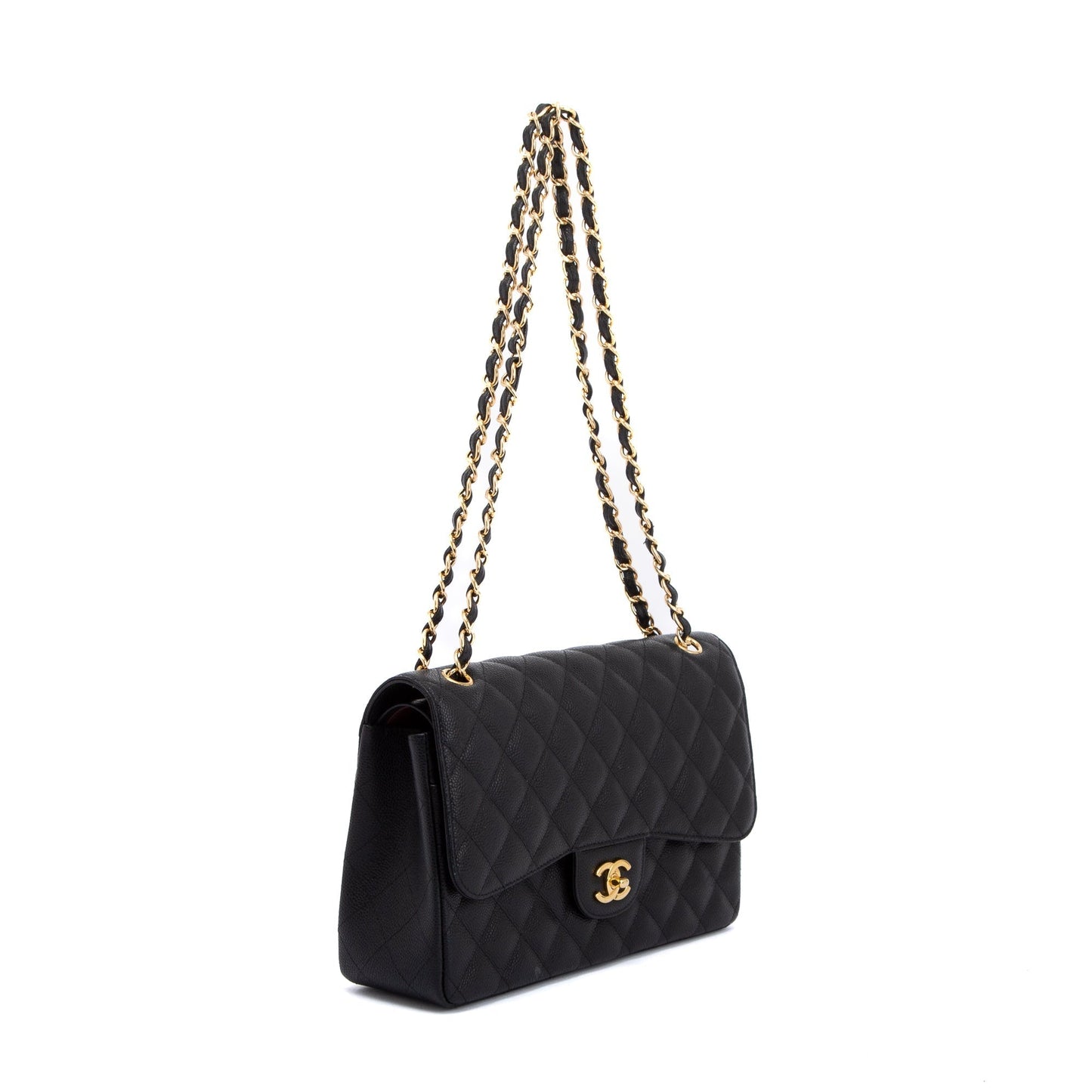 Chanel Caviar Classic Jumbo Double Flap Black Travel Bag 10