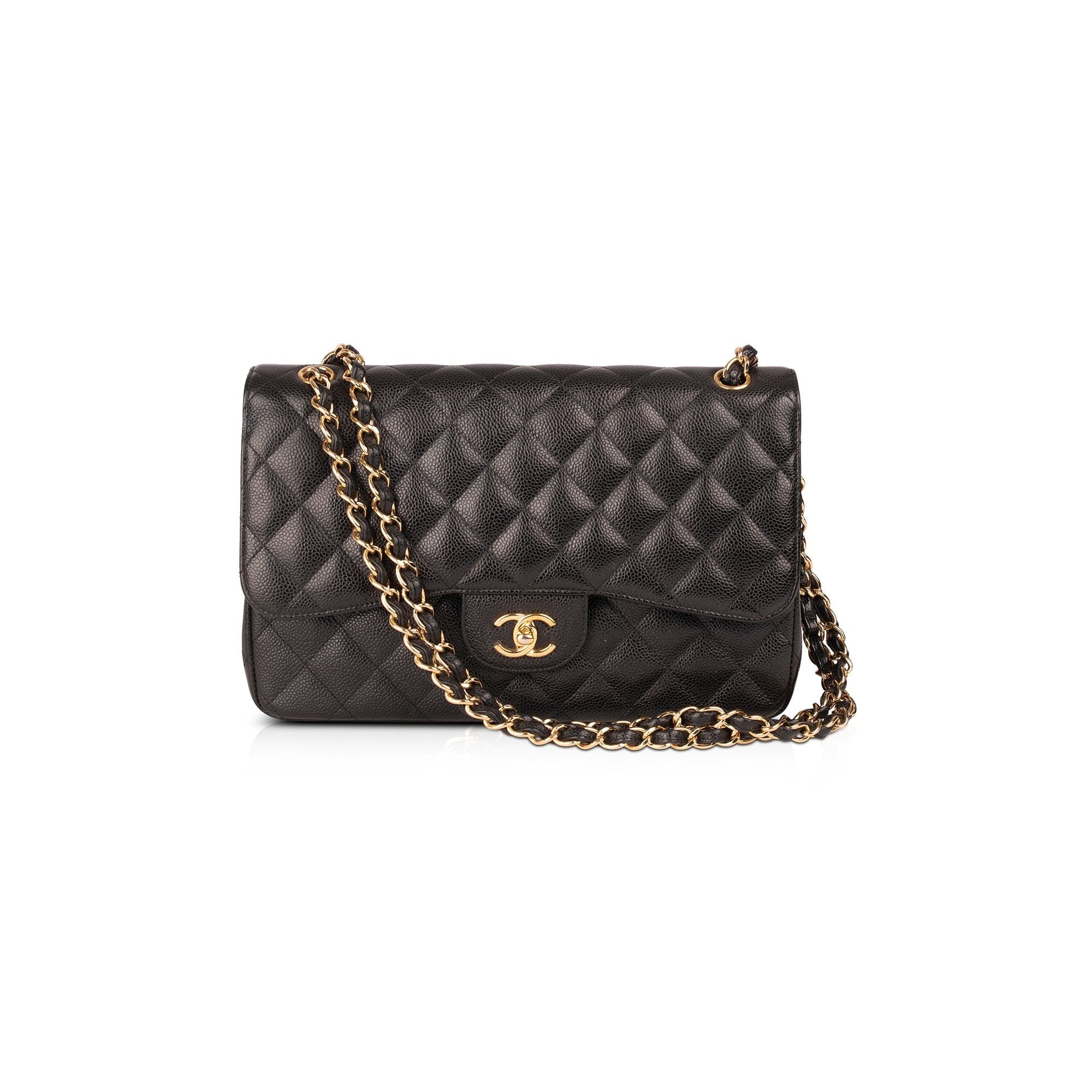 Chanel Caviar Classic Jumbo Double Flap Black Travel Bag Authenticity Card