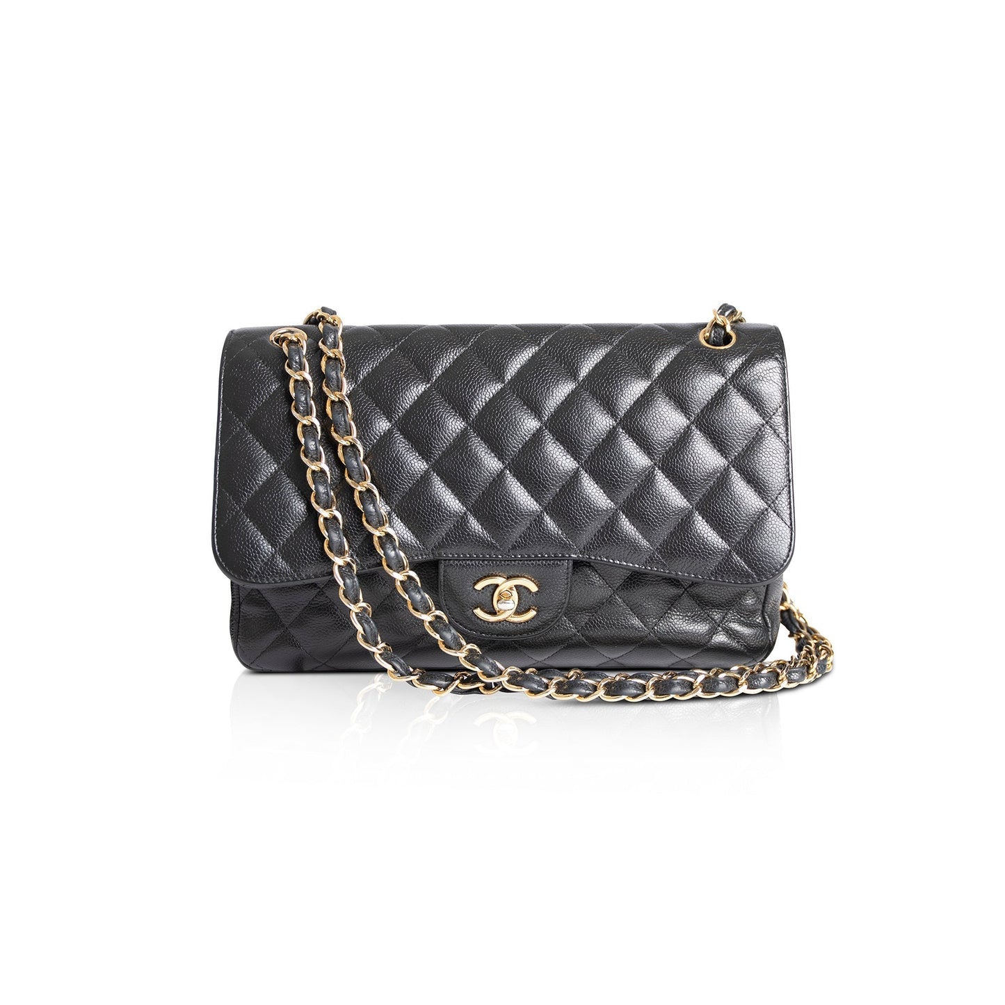 Chanel Caviar Classic Jumbo Double Flap Black Travel Bag 6