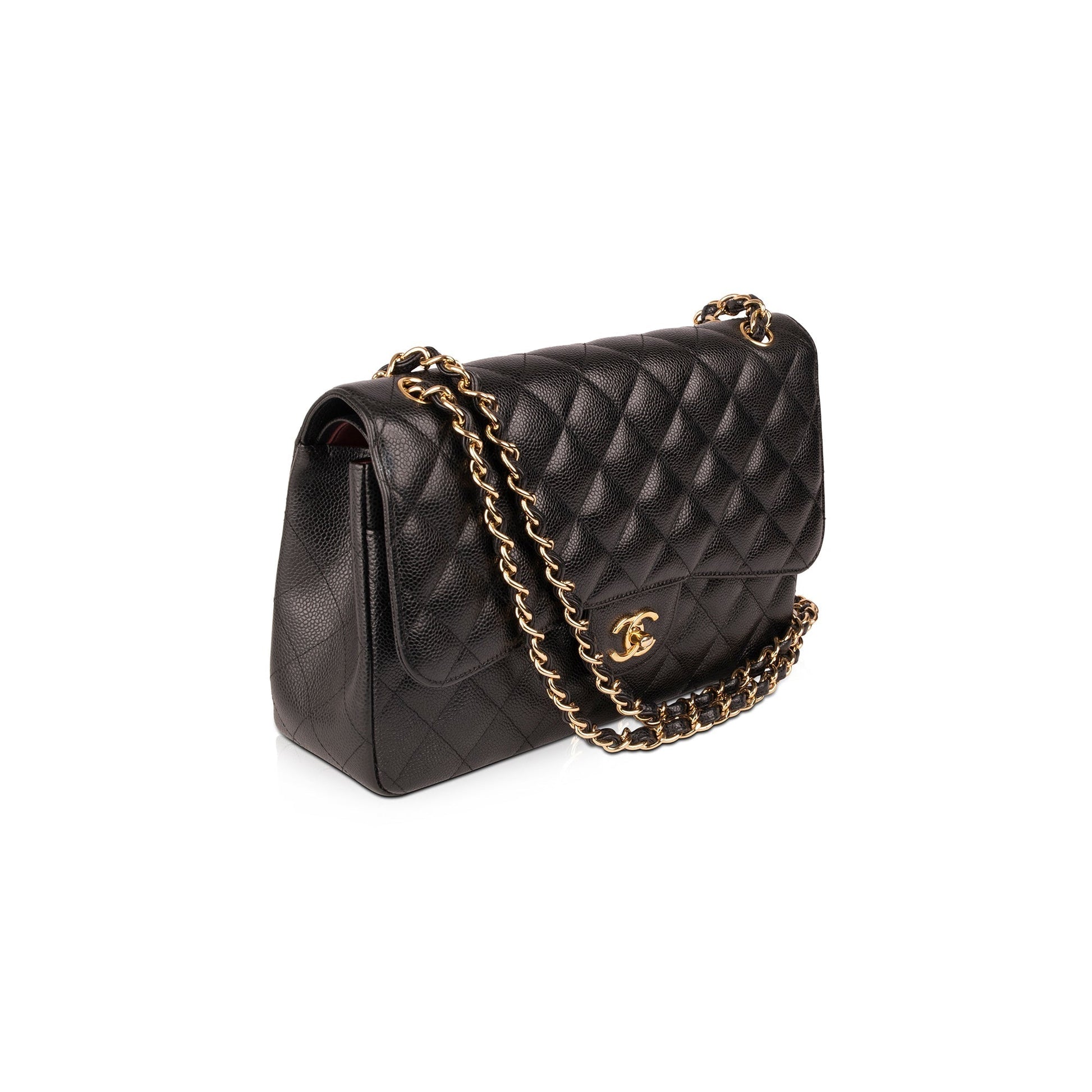 Chanel Caviar Classic Jumbo Double Flap Black Travel Bag Authenticity Card