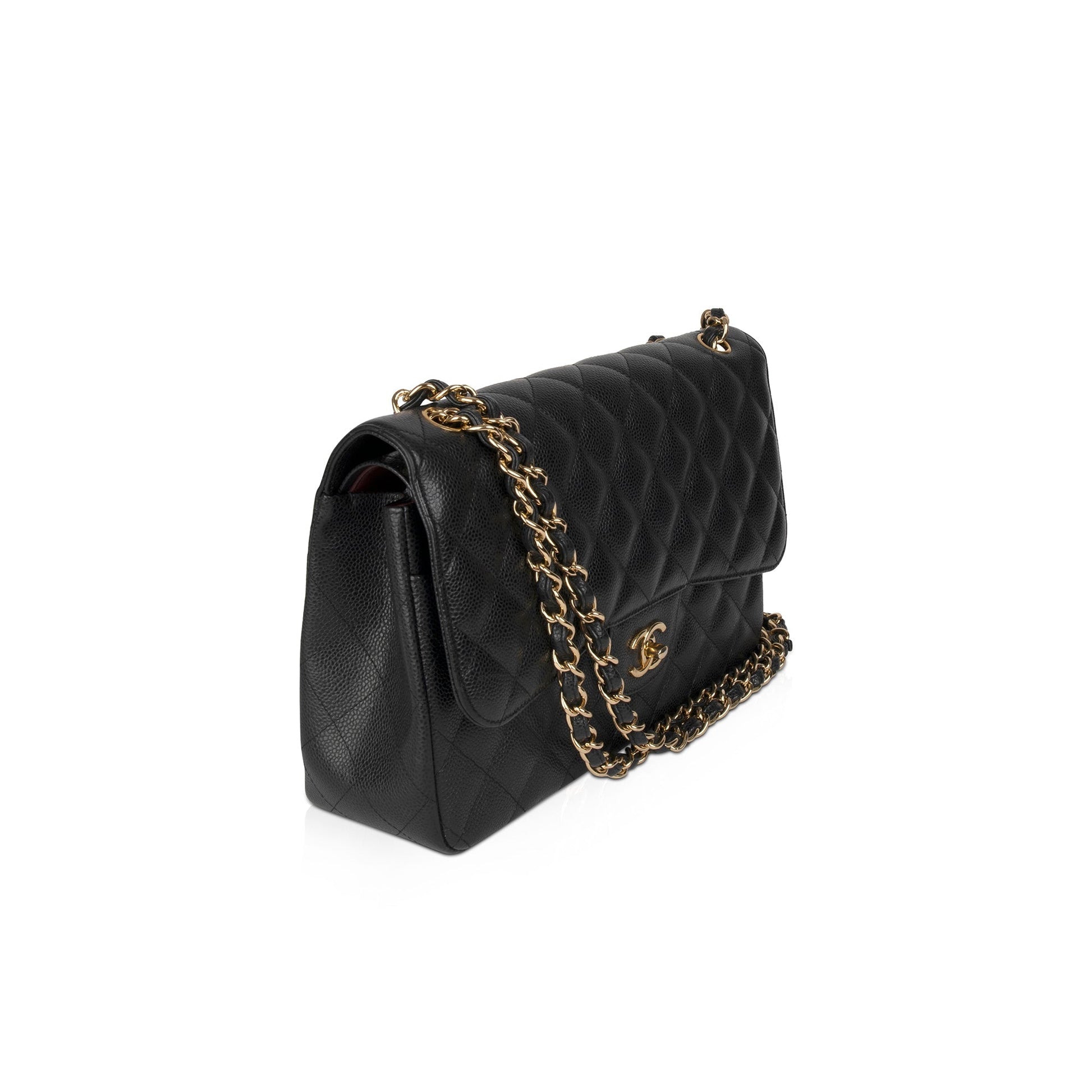 Chanel Caviar Classic Jumbo Double Flap Black Travel Bag 4