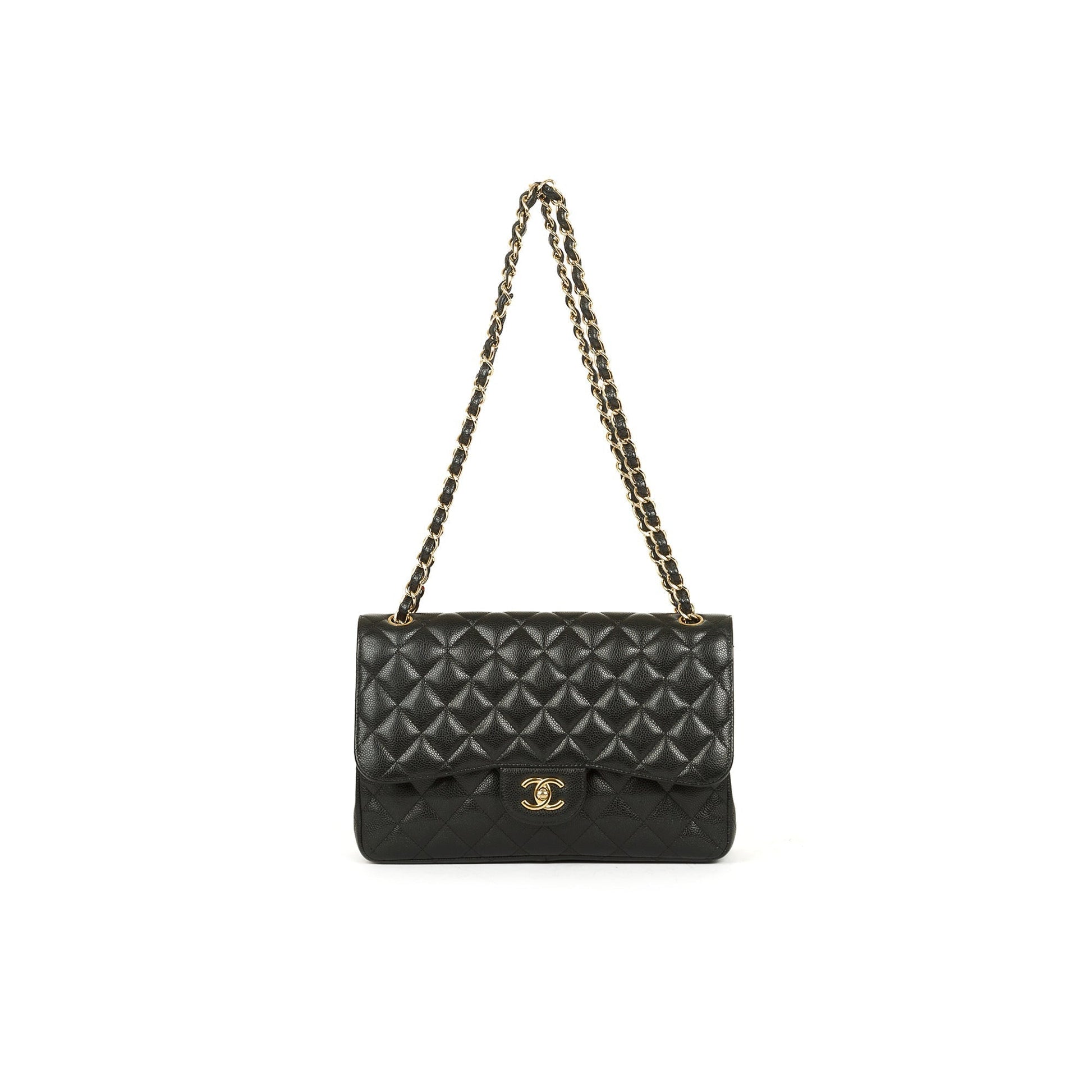 Chanel Caviar Classic Jumbo Double Flap Black Travel Bag 9