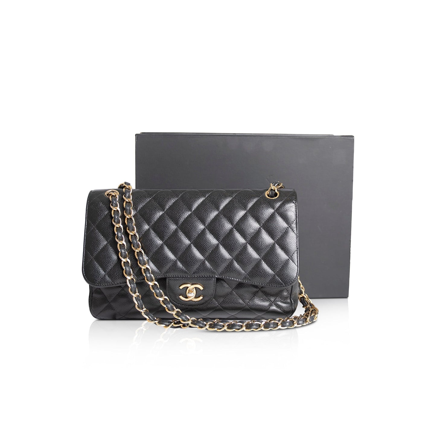 Chanel Caviar Classic Jumbo Double Flap Black Travel Bag 6