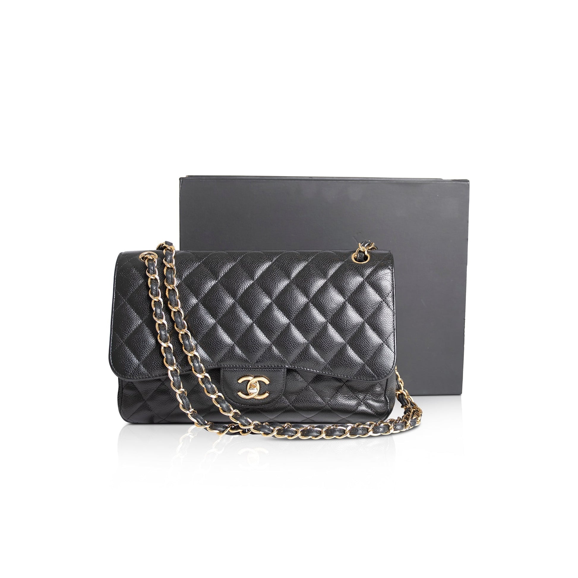 Chanel Caviar Classic Jumbo Double Flap Black Travel Bag 6