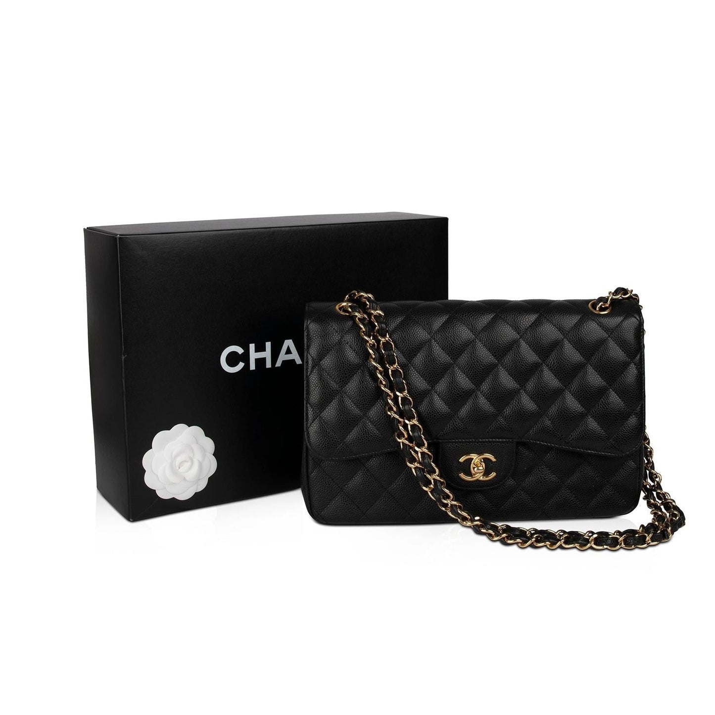 Chanel Caviar Classic Jumbo Double Flap Black Travel Bag 4