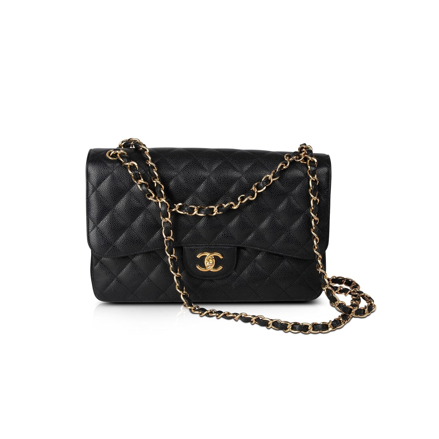 Chanel Caviar Classic Jumbo Double Flap Black Travel Bag 7
