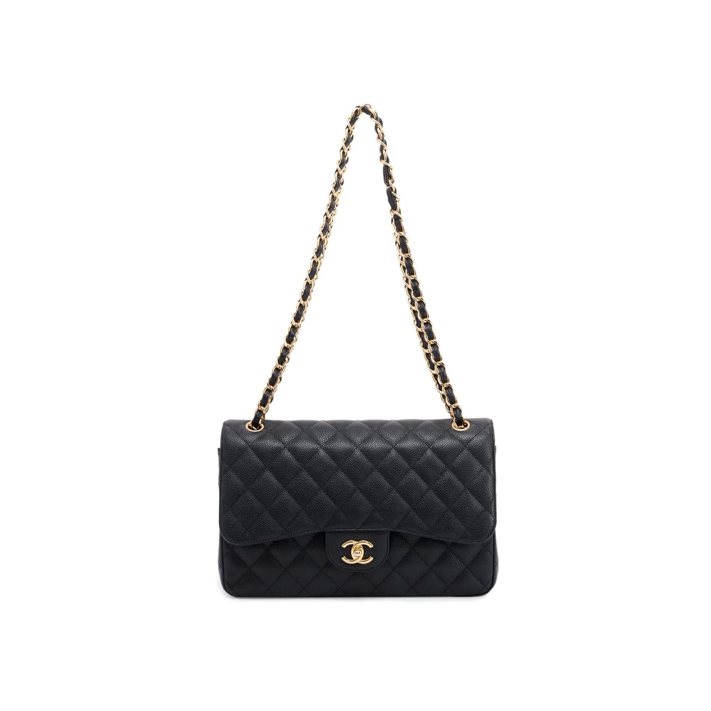 Chanel Caviar Classic Jumbo Double Flap Black Travel Bag Flap Bag