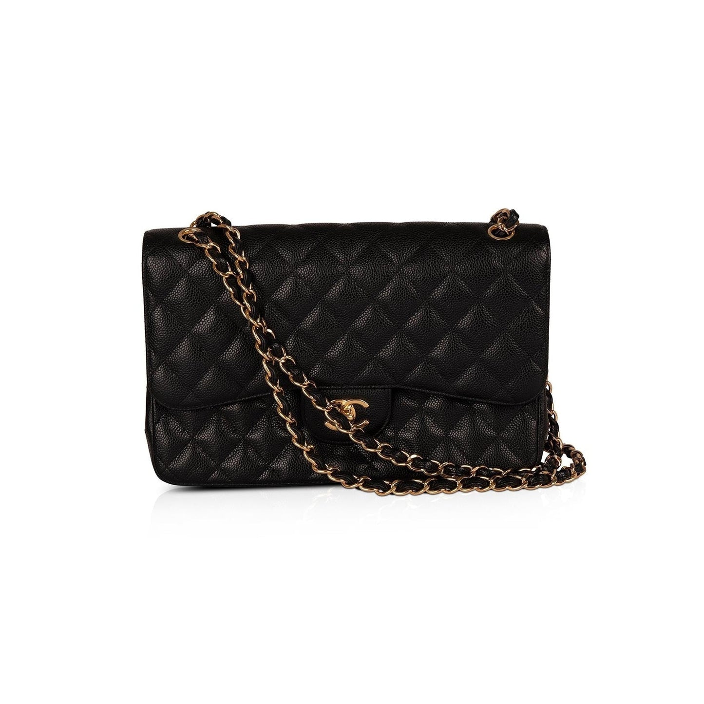 Chanel Caviar Classic Jumbo Double Flap Black Travel Bag