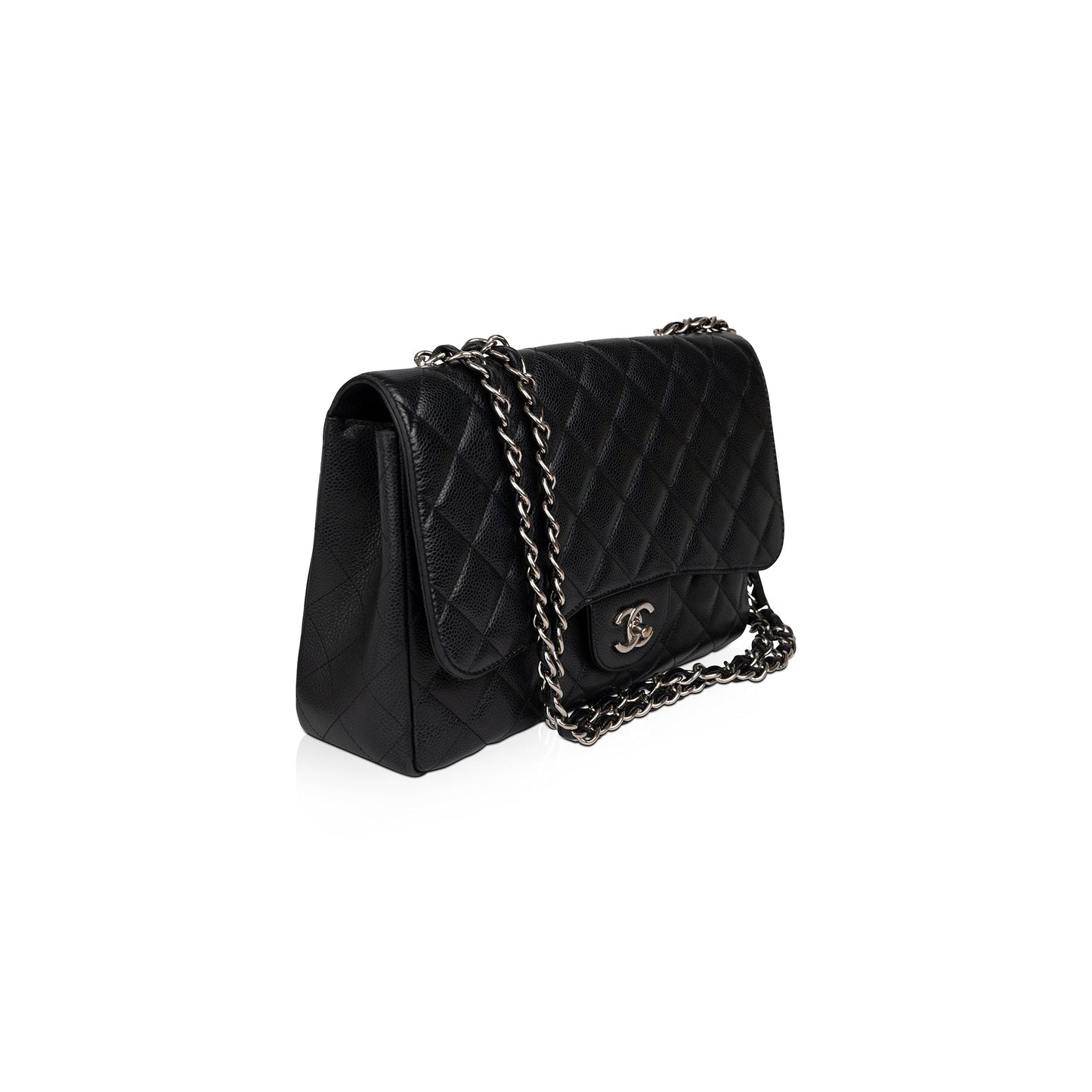 Chanel Caviar Classic Jumbo Single Flap Black Travel Bag