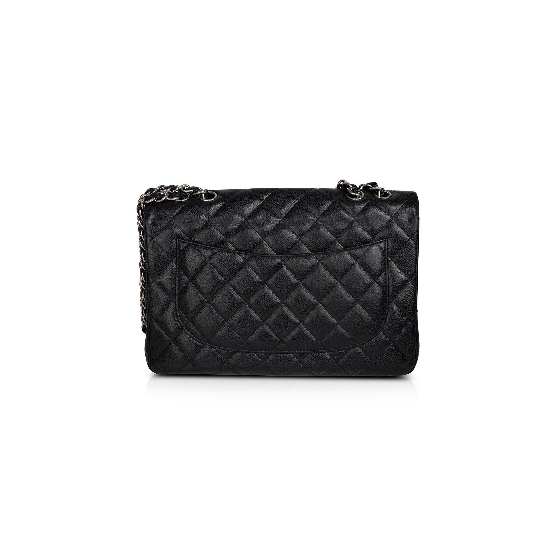Chanel Caviar Classic Jumbo Single Flap Black Travel Bag