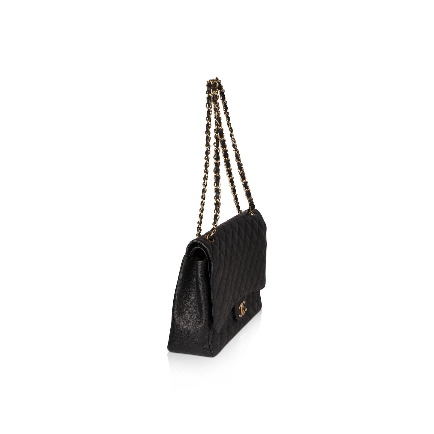 Chanel Caviar Classic Maxi Double Flap Black Travel Bag