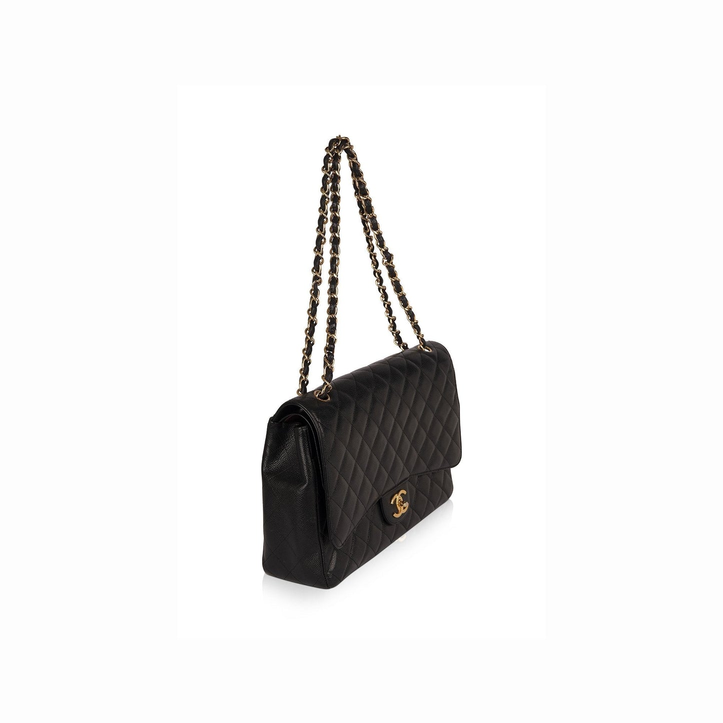 Chanel Caviar Classic Maxi Double Flap Black Travel Bag Flap Bag