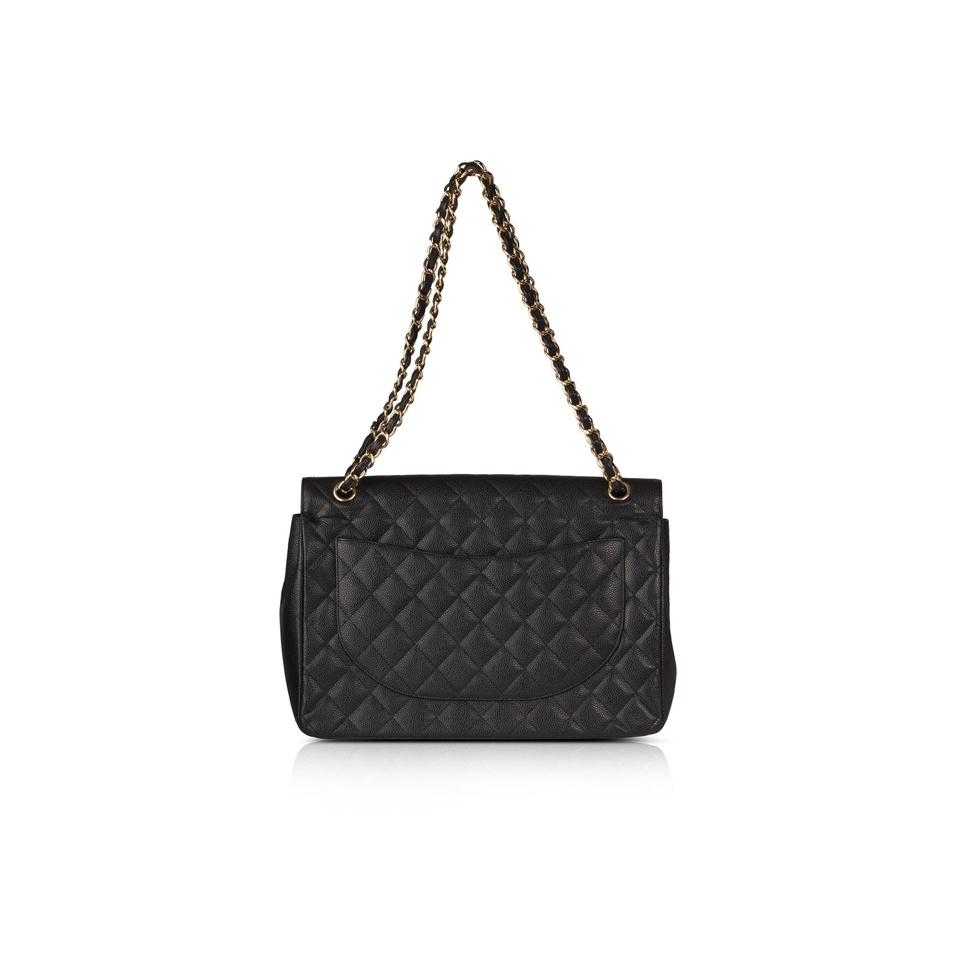 Chanel Caviar Classic Maxi Double Flap Black Travel Bag