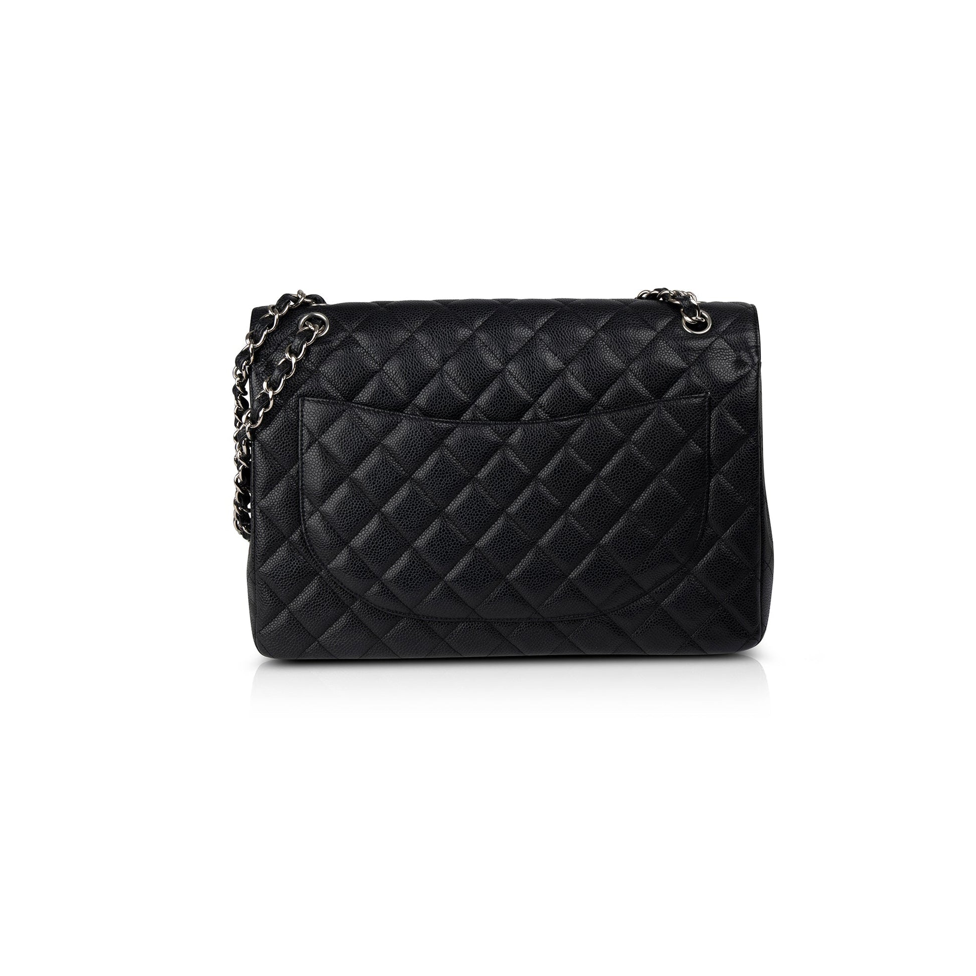 Chanel Caviar Classic Maxi Double Flap Black Travel Bag 3