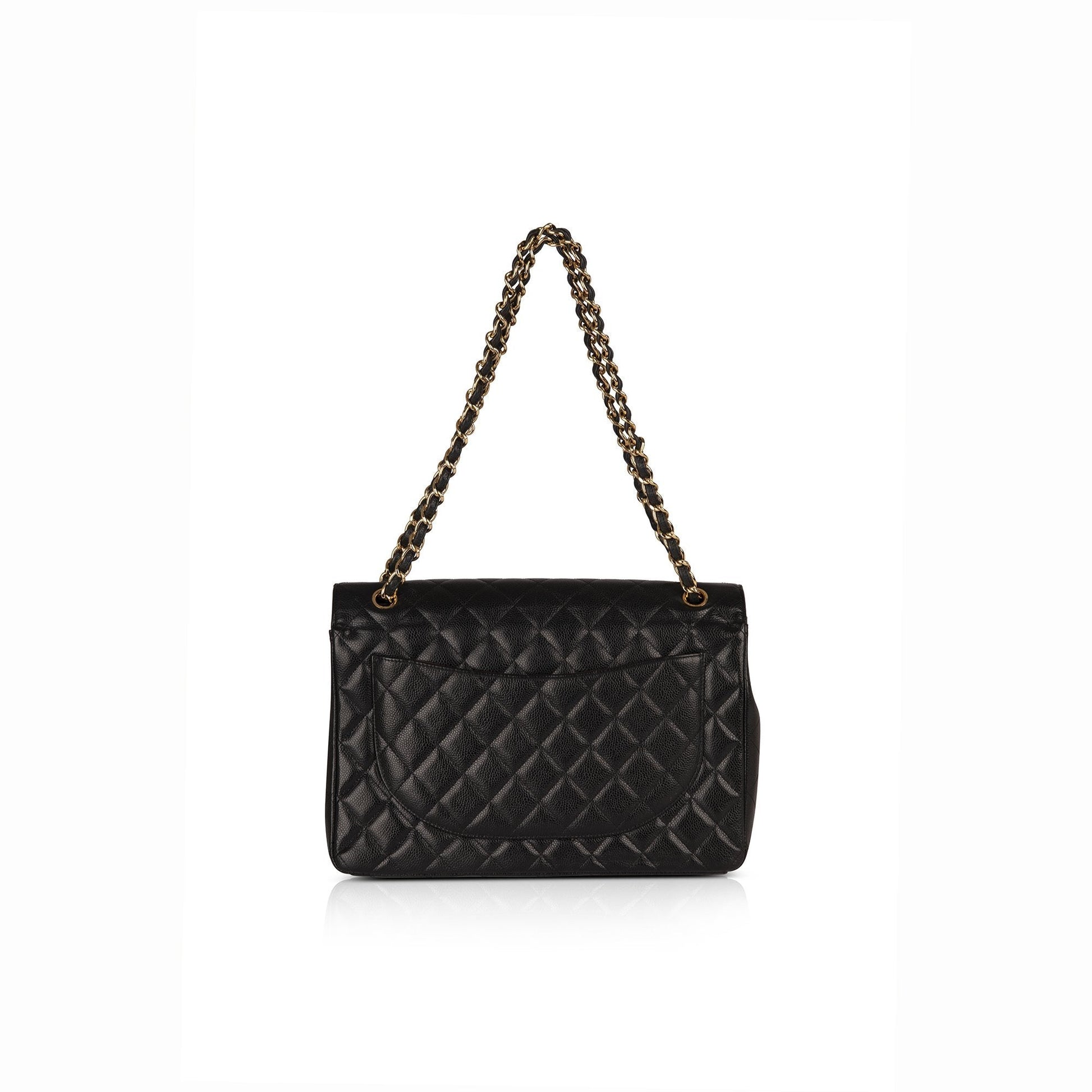 Chanel Caviar Classic Maxi Double Flap Black Travel Bag Flap Bag