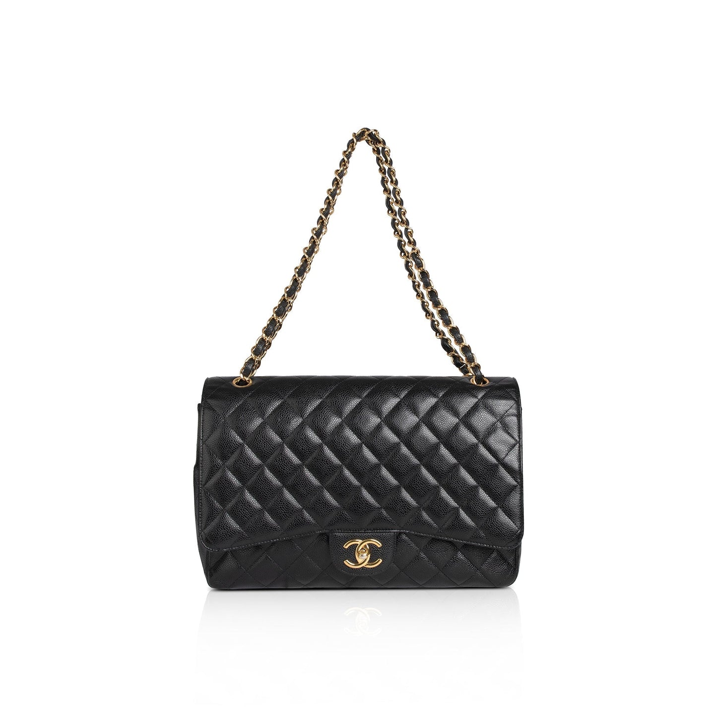 Chanel Caviar Classic Maxi Double Flap Black Travel Bag 5