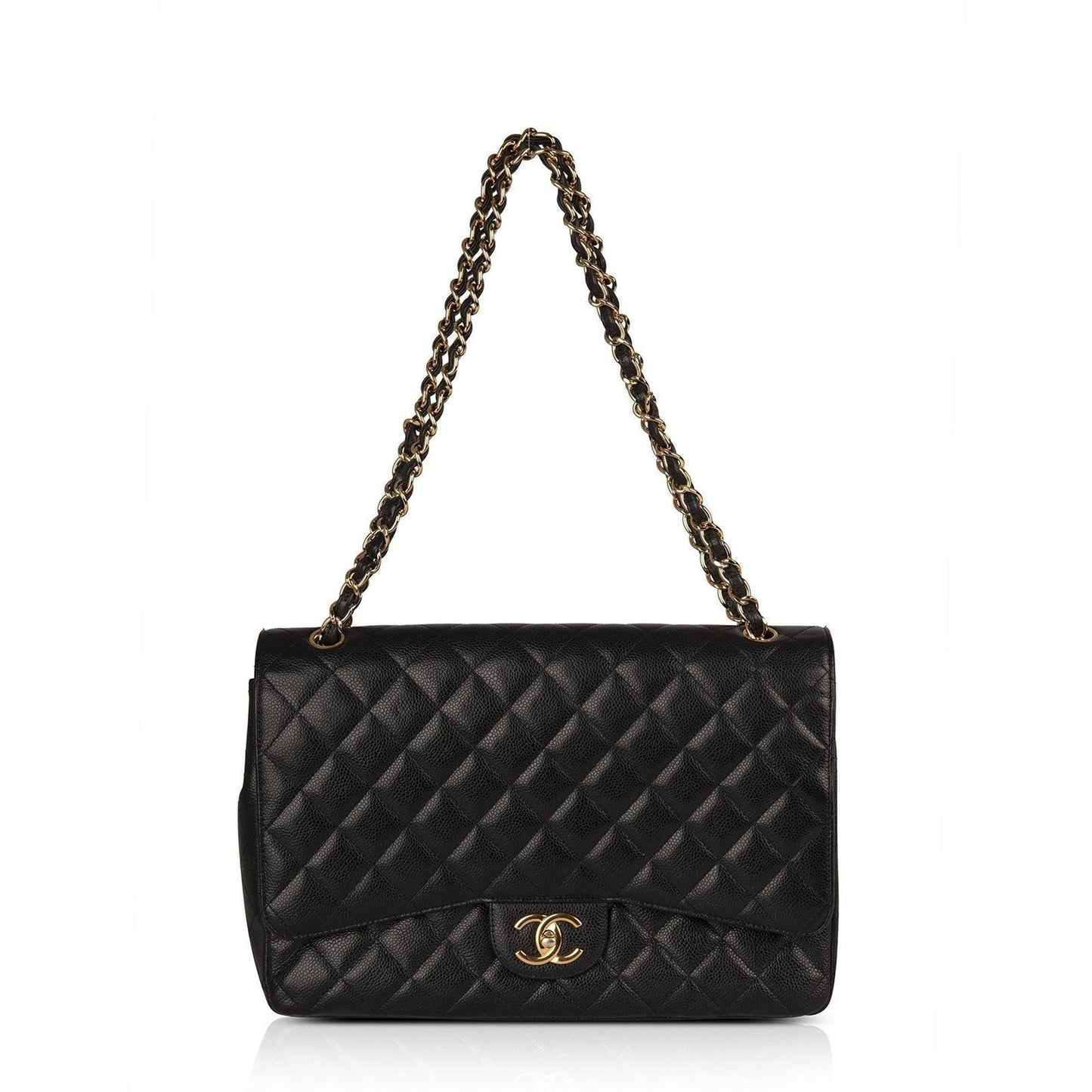 Chanel Caviar Classic Maxi Double Flap Black Travel Bag Flap Bag