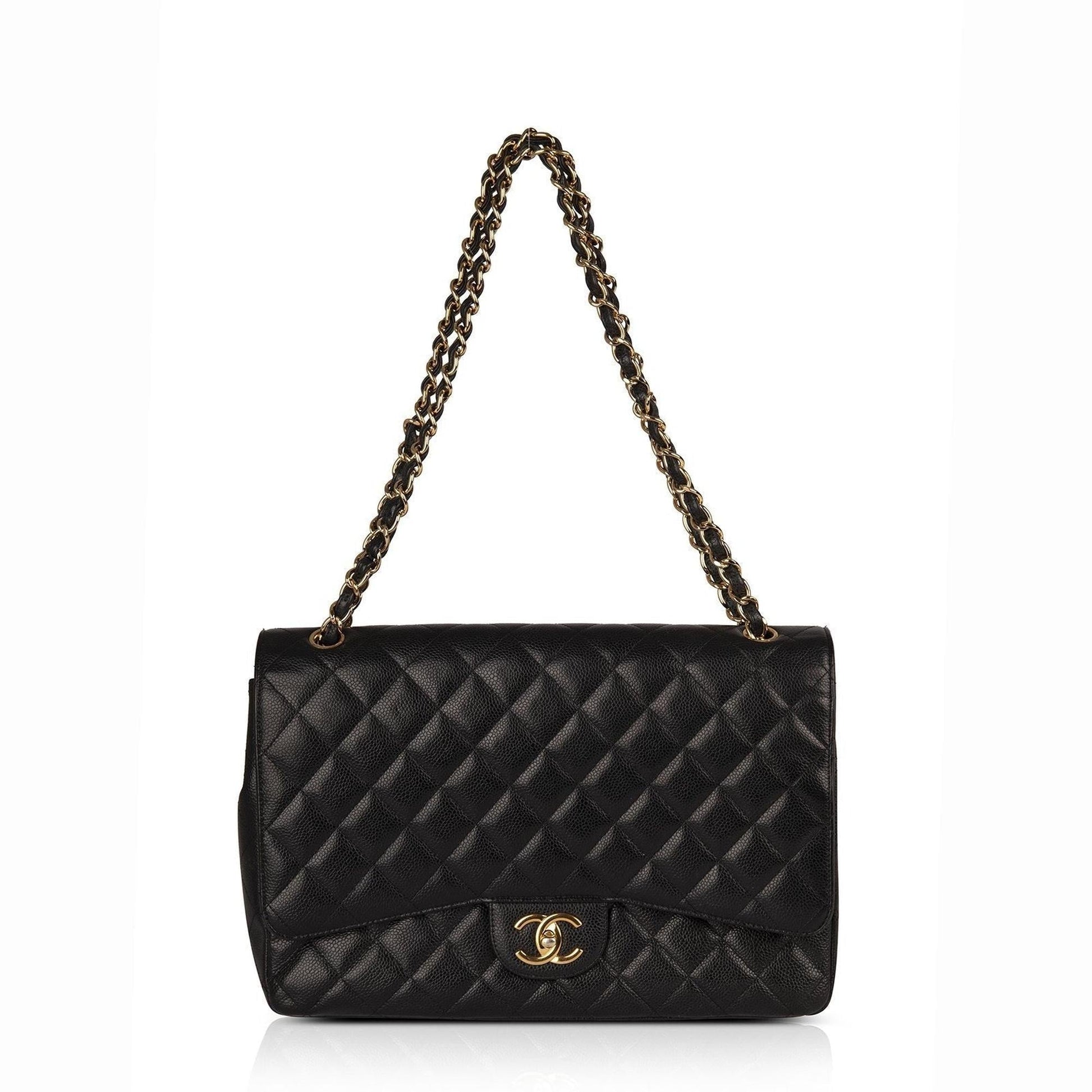 Chanel Caviar Classic Maxi Double Flap Black Travel Bag Flap Bag