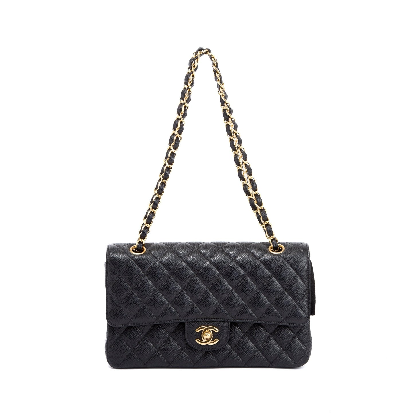 Chanel Caviar Classic Double Flap Black Travel Bag 5