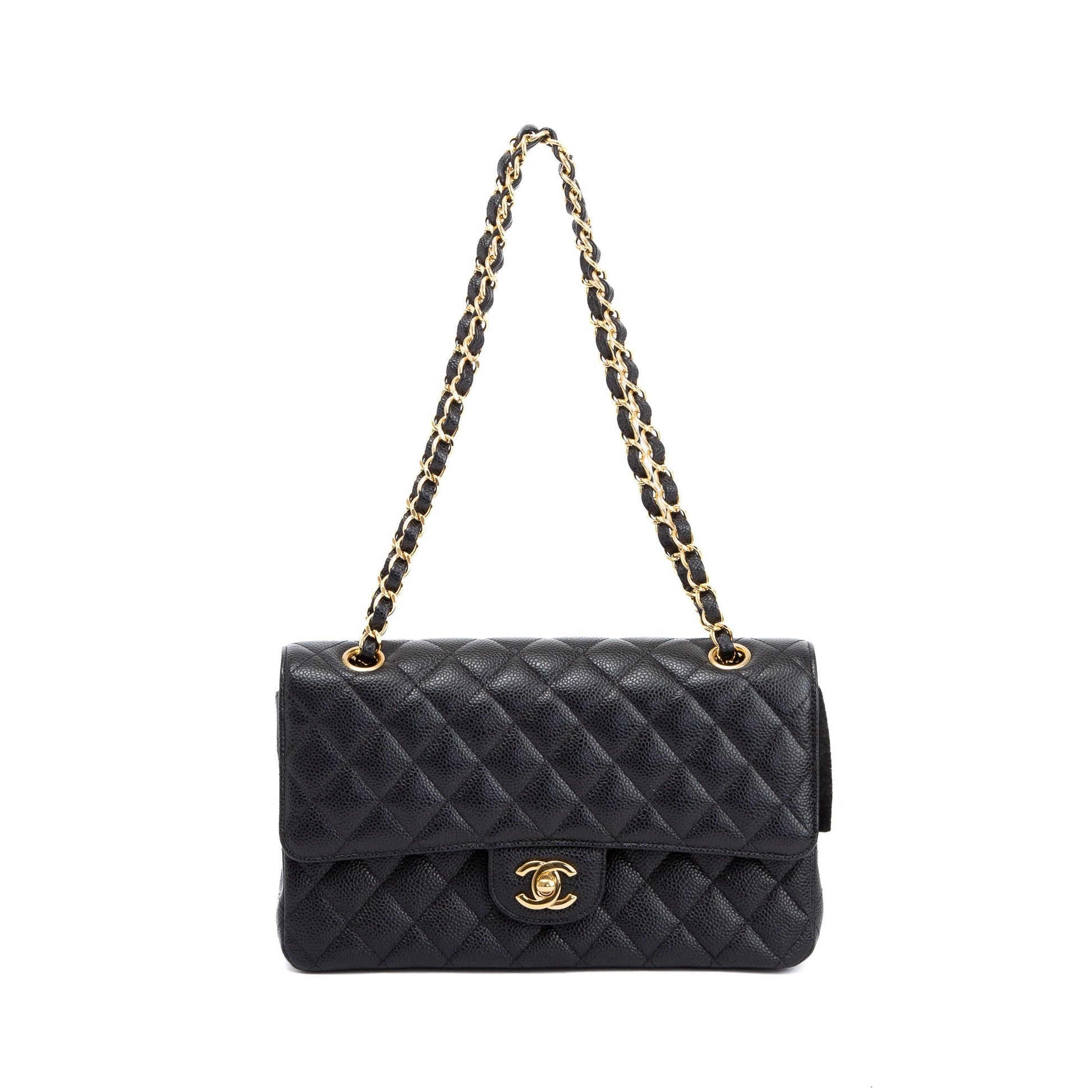 Chanel Caviar Classic Double Flap Black Travel Bag 5