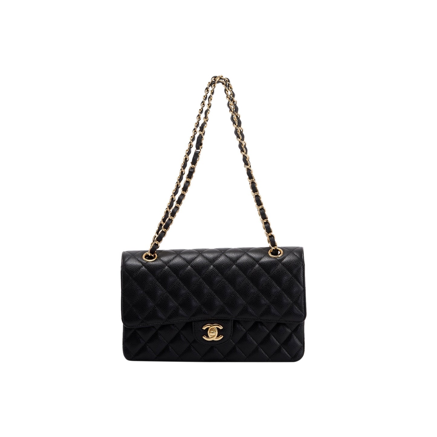 Chanel Caviar Classic Double Flap Black Travel Bag 6