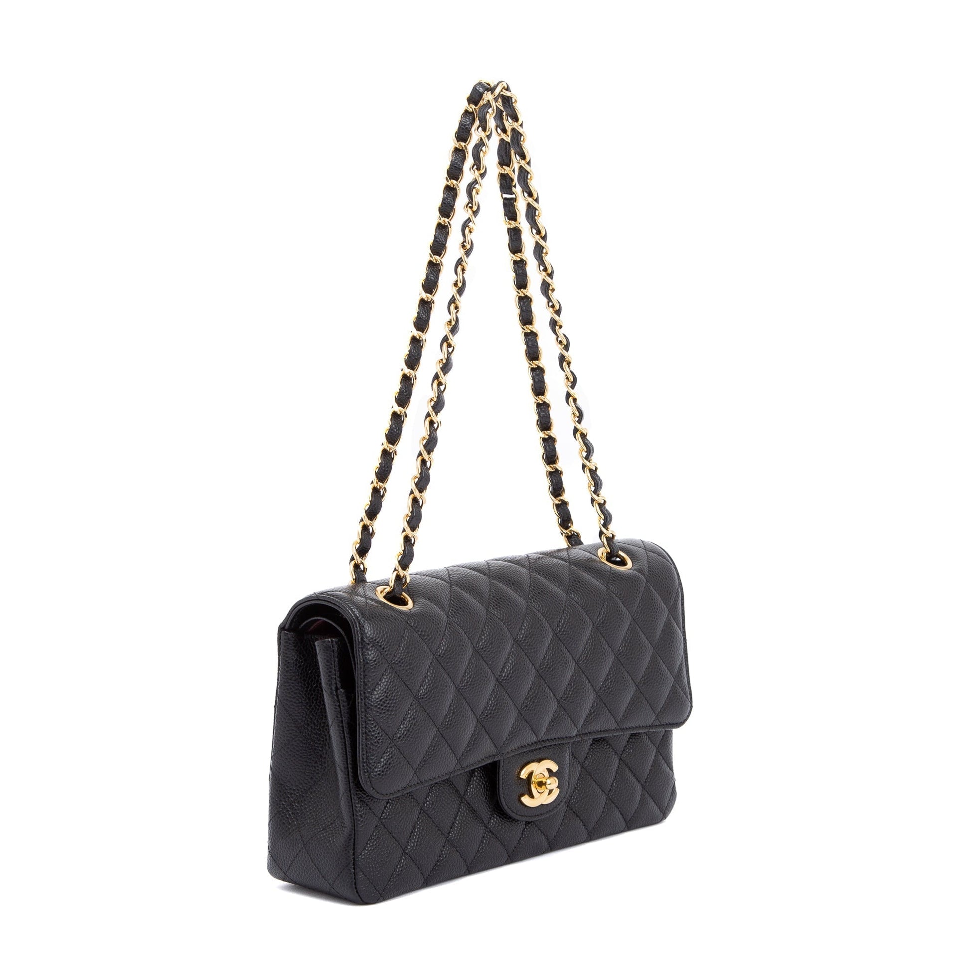 Chanel Caviar Classic Double Flap Black Travel Bag 5