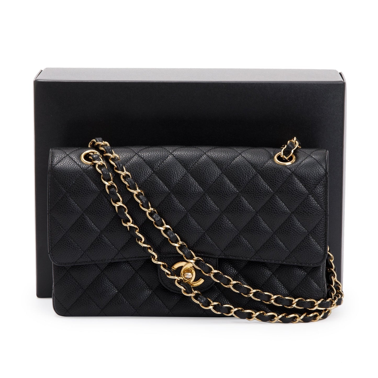 Chanel Caviar Classic Double Flap Black Travel Bag 7