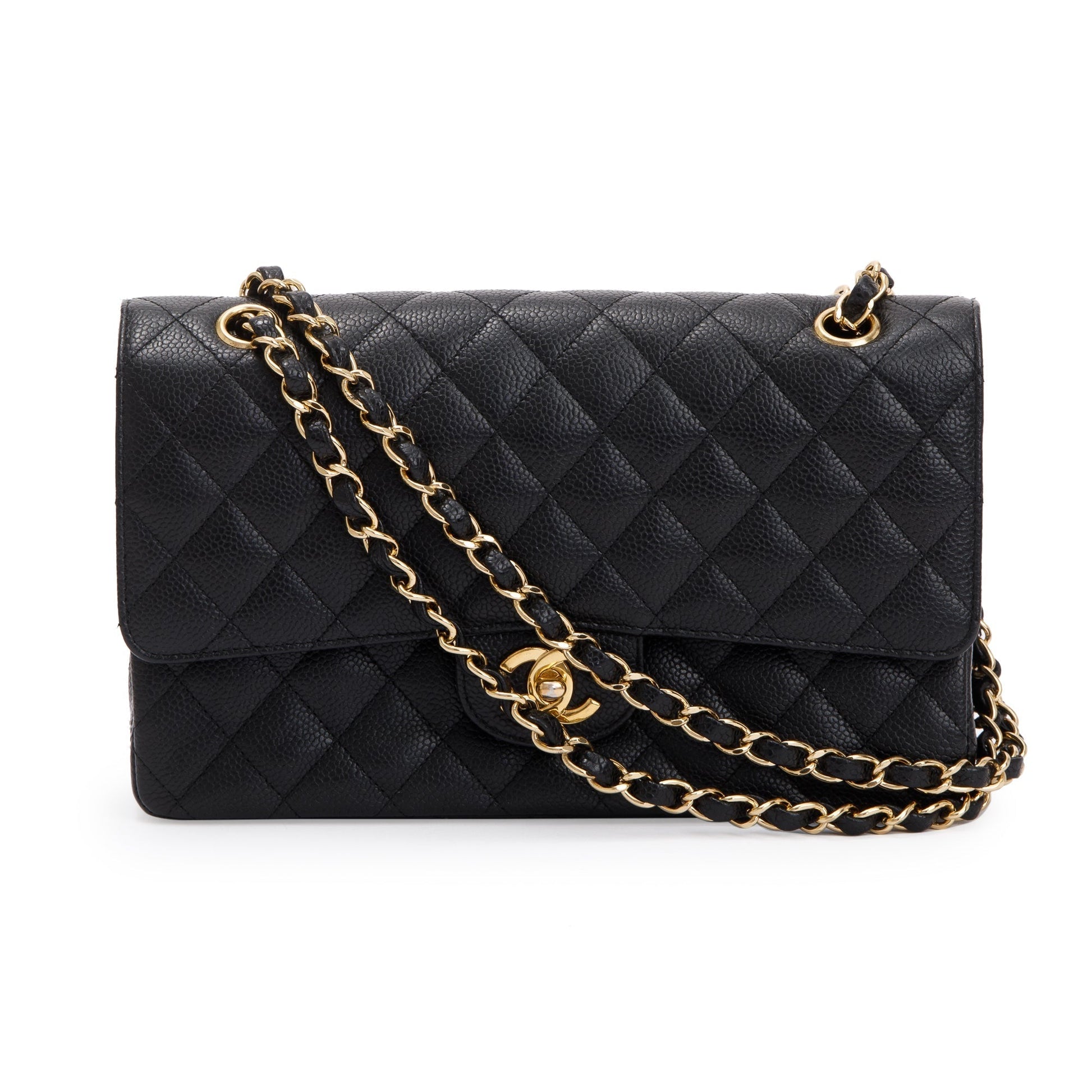 Chanel Caviar Classic Double Flap Black Travel Bag 7