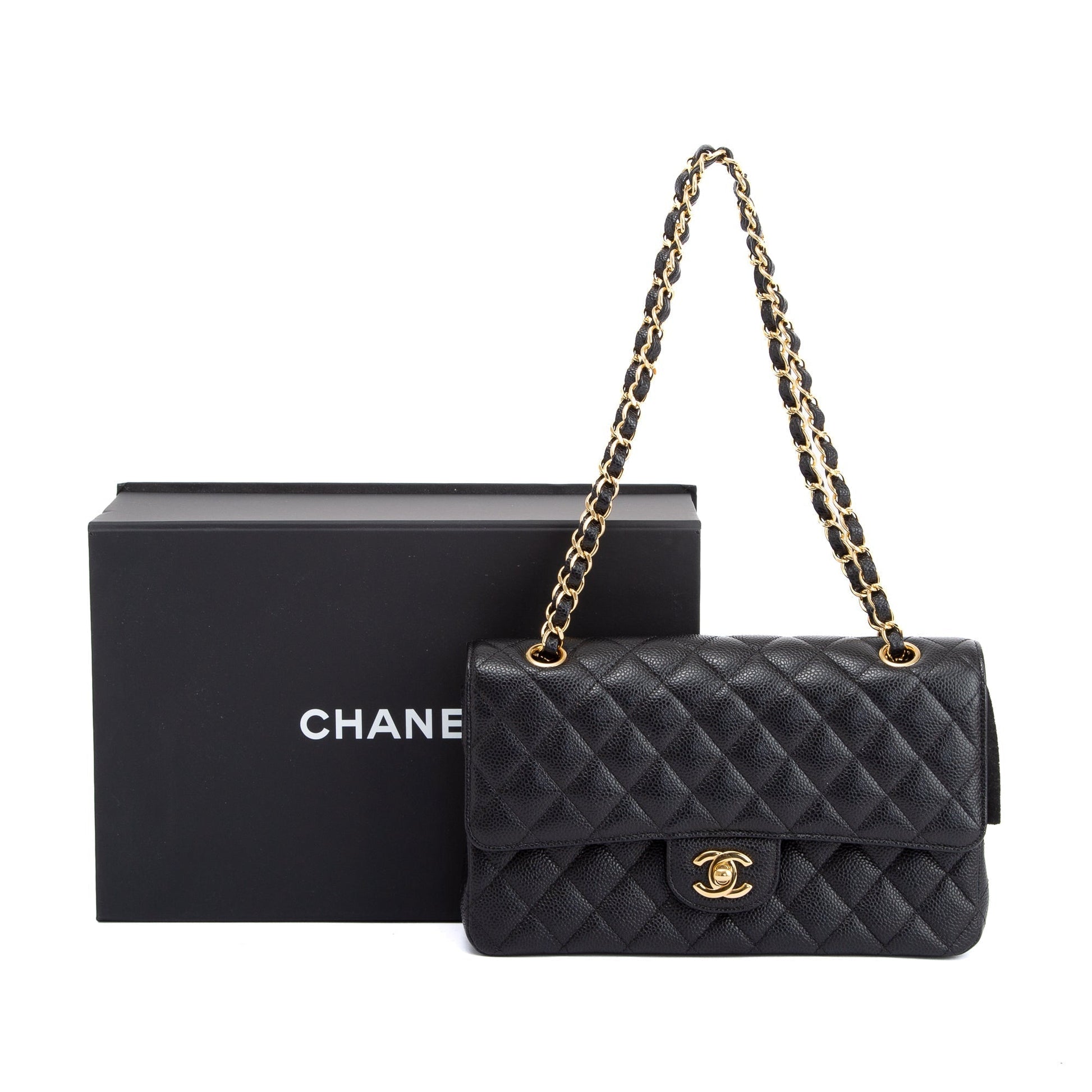Chanel Caviar Classic Double Flap Black Travel Bag 5