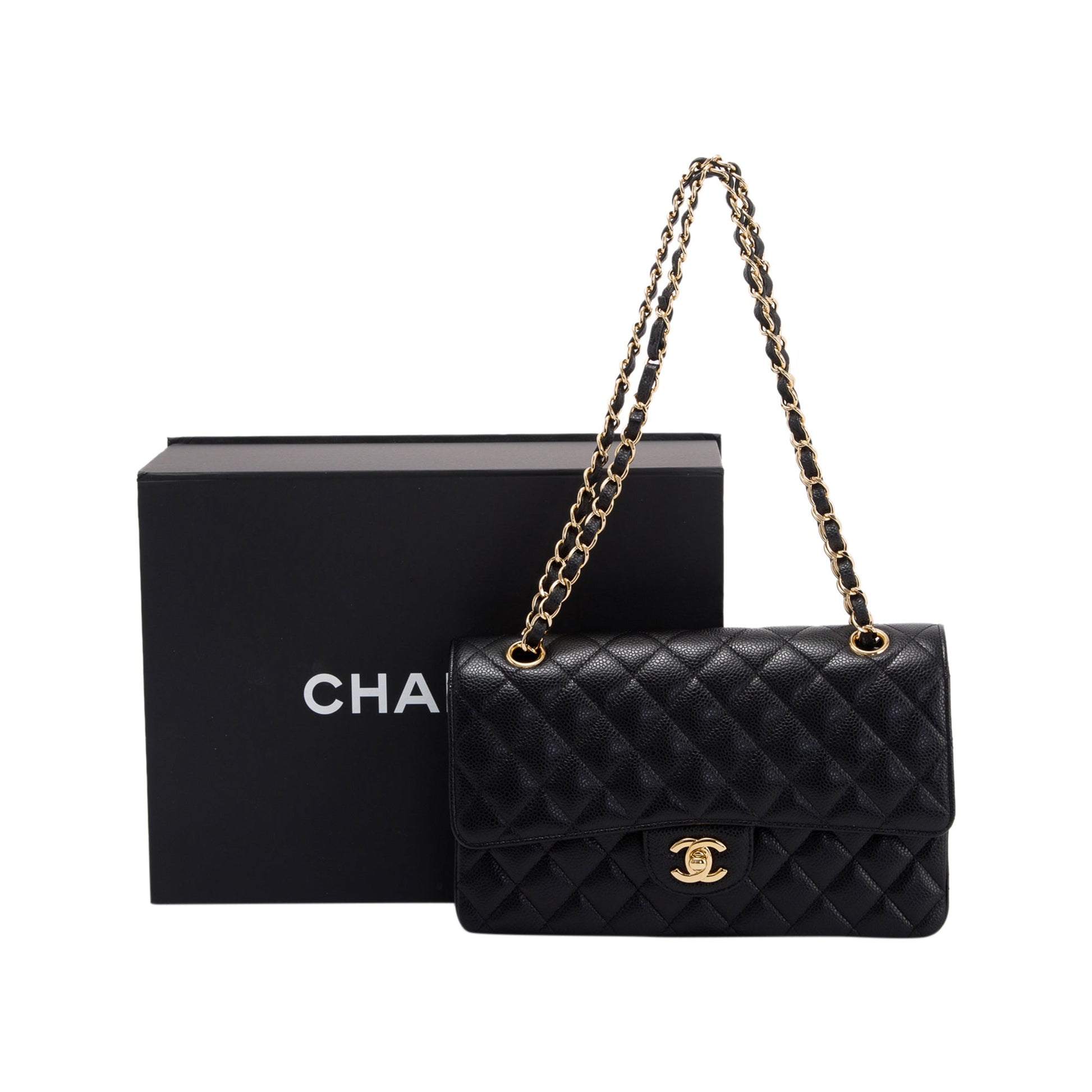 Chanel Caviar Classic Double Flap Black Travel Bag 6