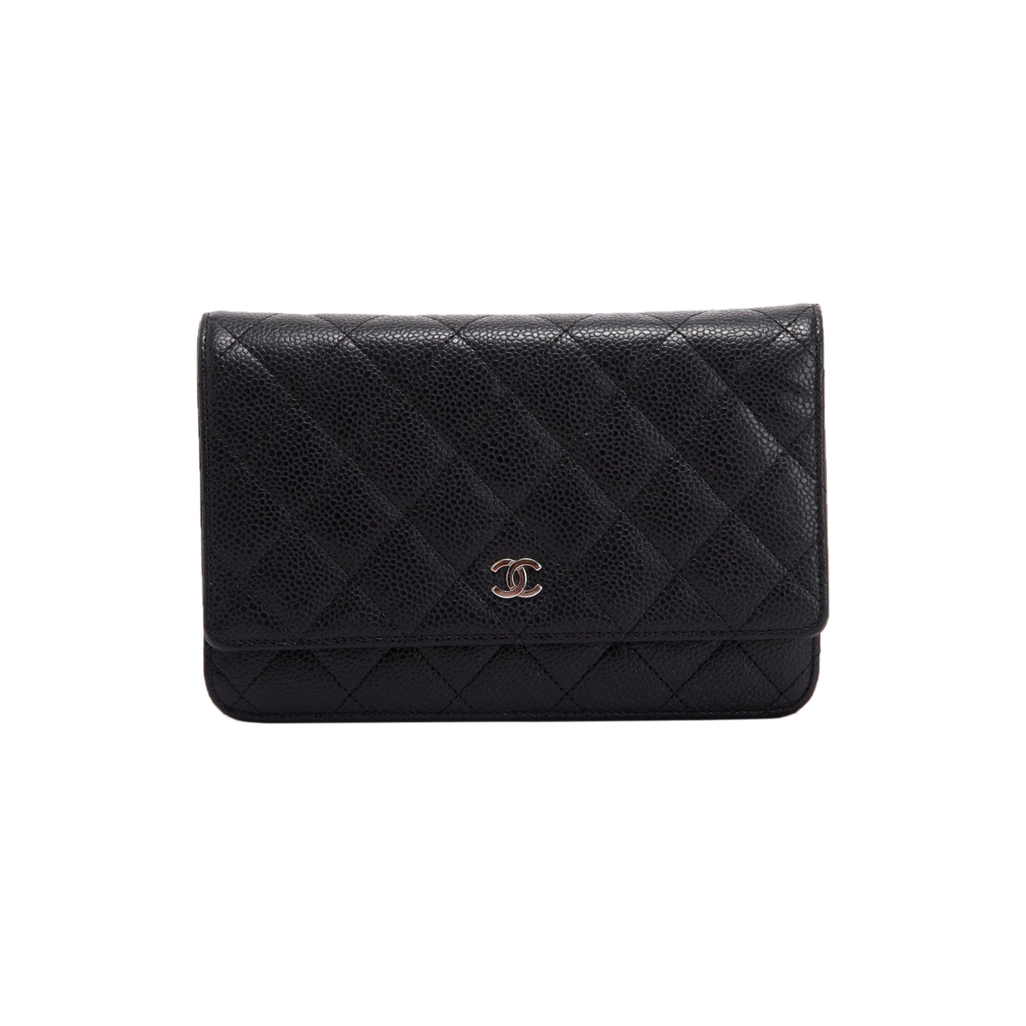 Chanel Caviar Classic on Black Wallet Case On Chain