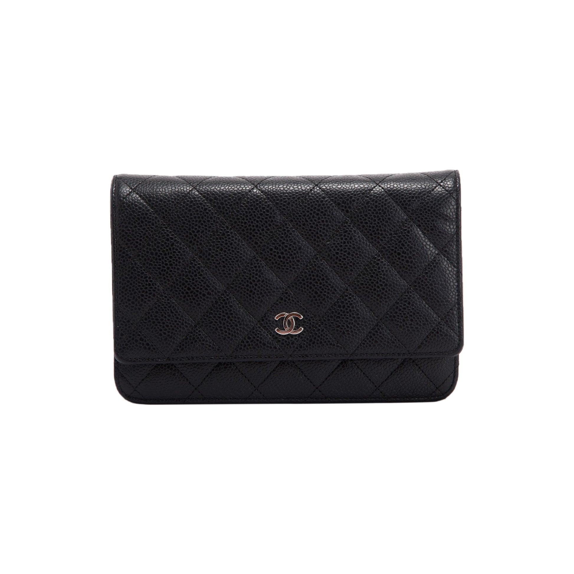 Chanel Caviar Classic on Black Wallet Case On Chain