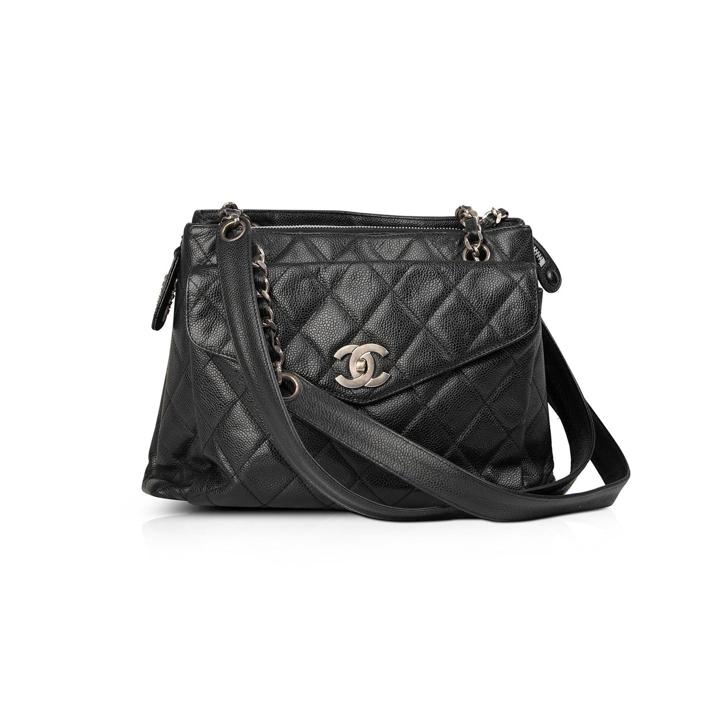 Chanel Caviar Flap Black Travel Bag